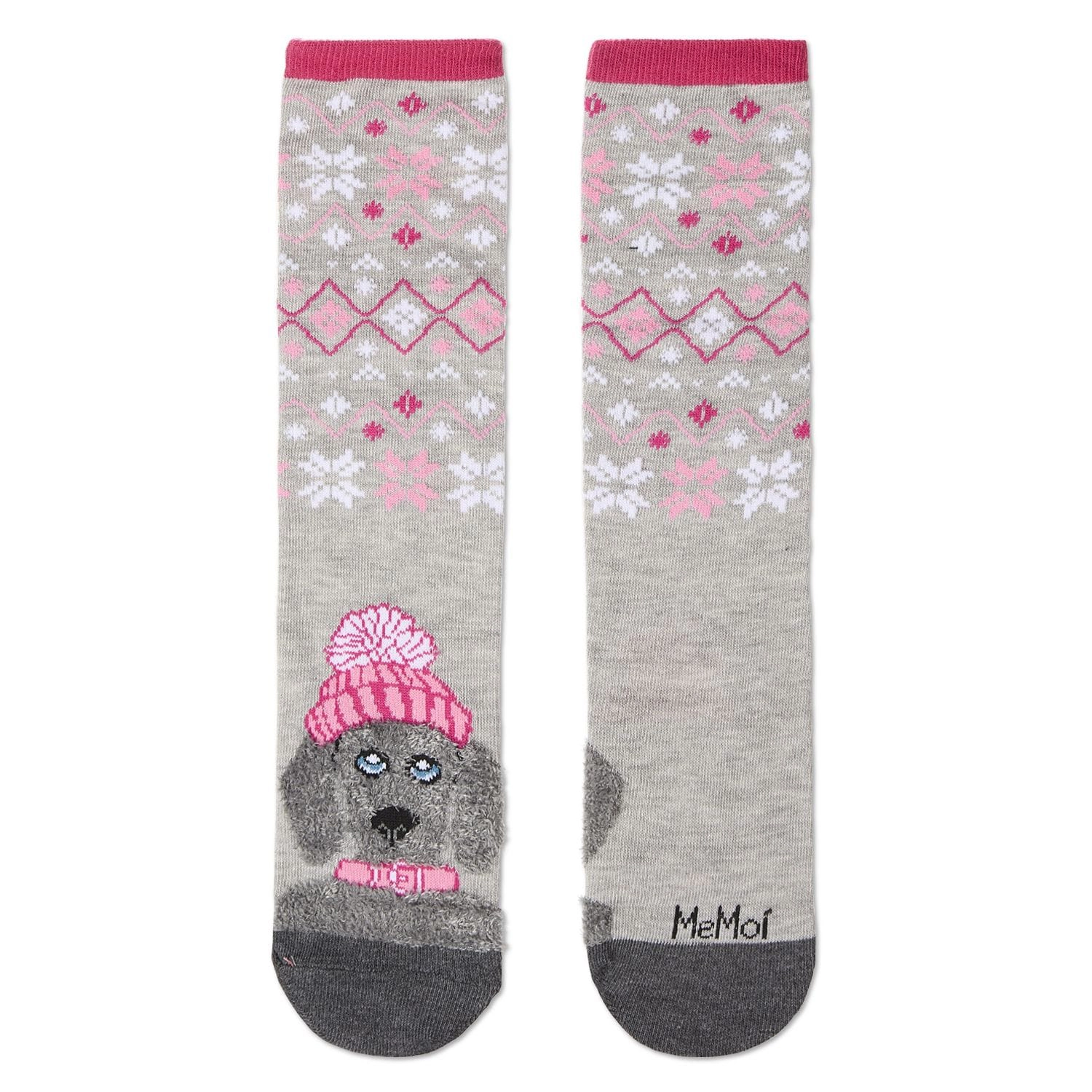 MeMoi Women's Foot Pet Fair Isle Dog Crew Socks