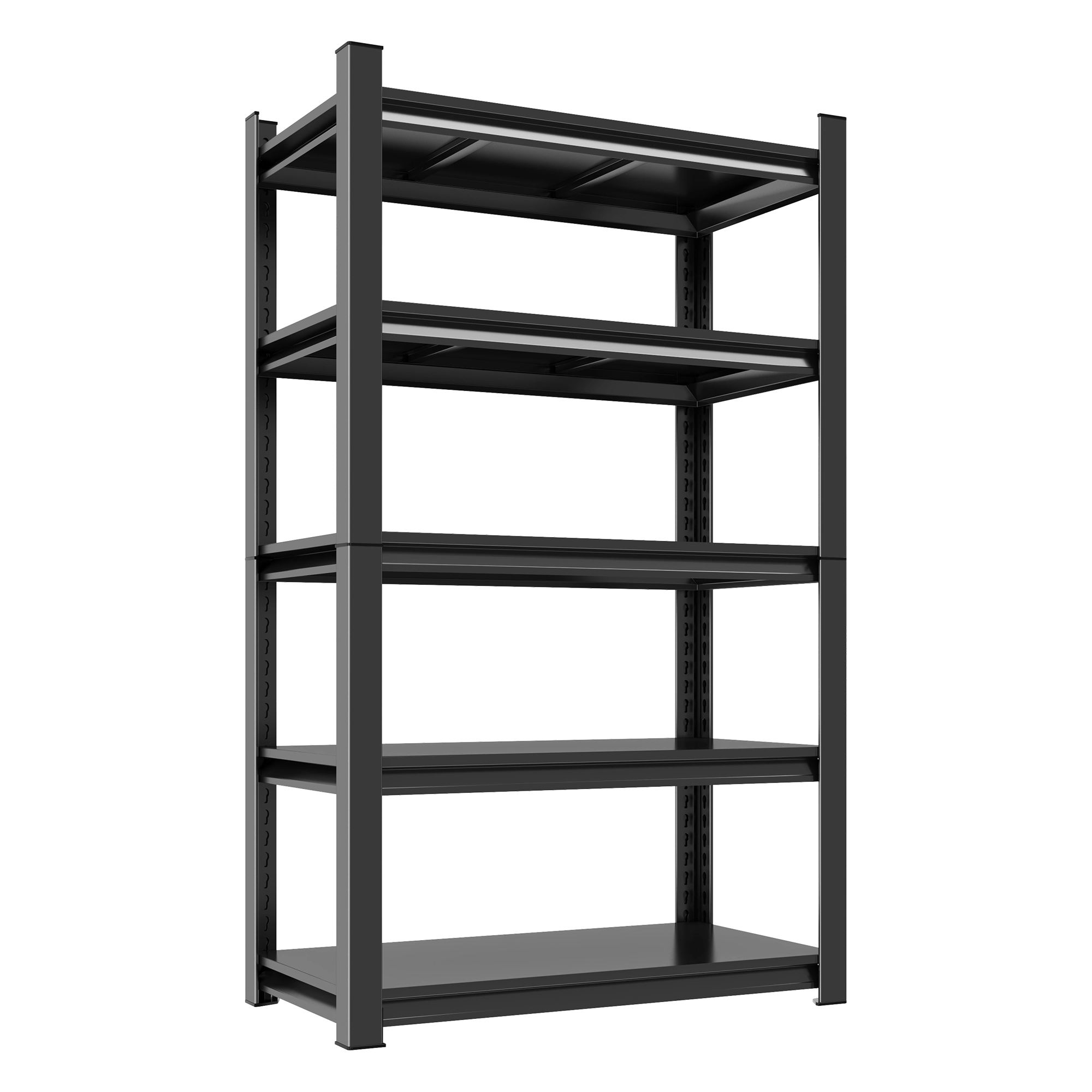 Flynama 5 Tier Adjustable Metal Bookcase 71.2 in H x 39.4 in W x 13.8 in D Black for Office