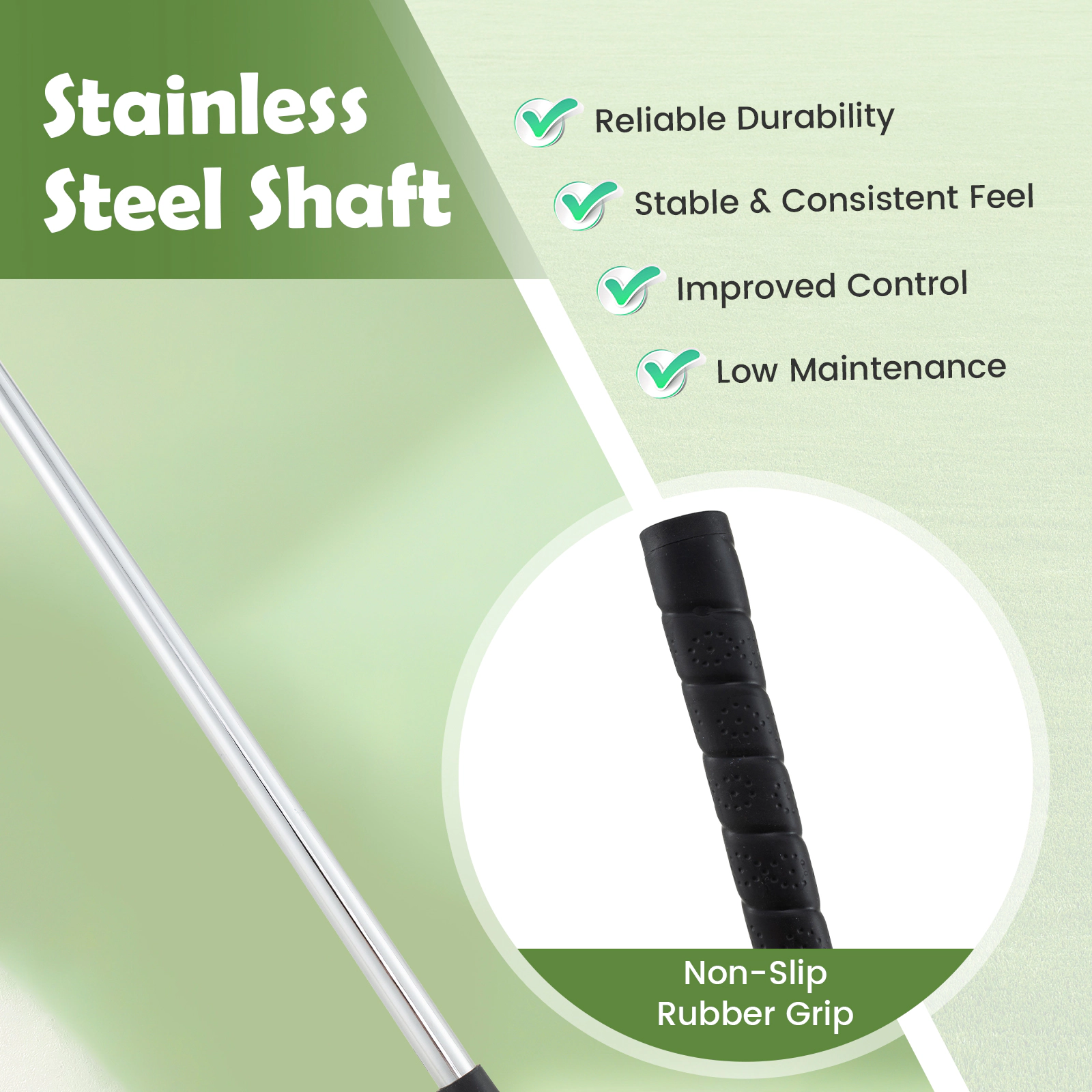 27-in Kids Putter for Ages 8-10 Zinc Alloy Mallet Head Low Center of Gravity Alignment Line Right Handed Green