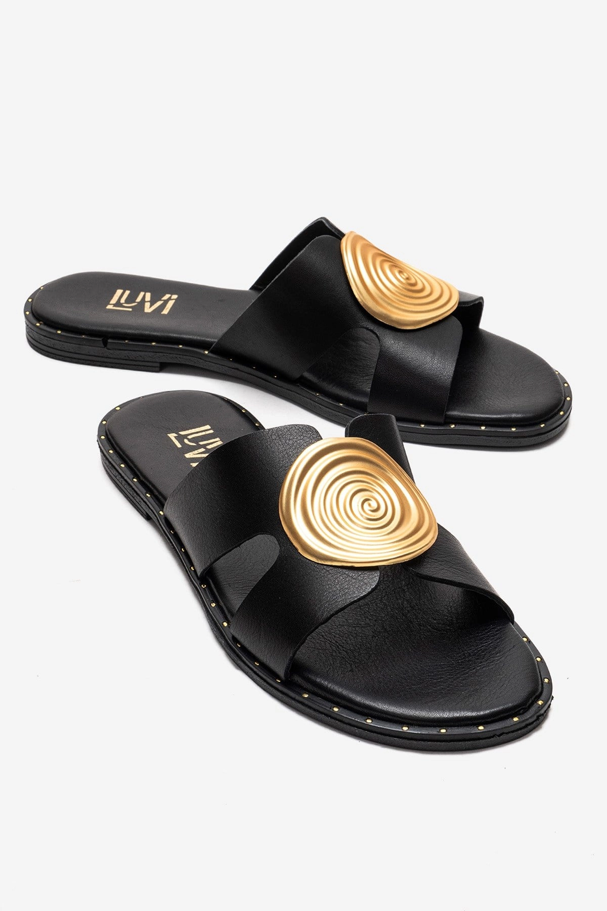 Forever & Always Womens Nolita Leather Slide Sandals