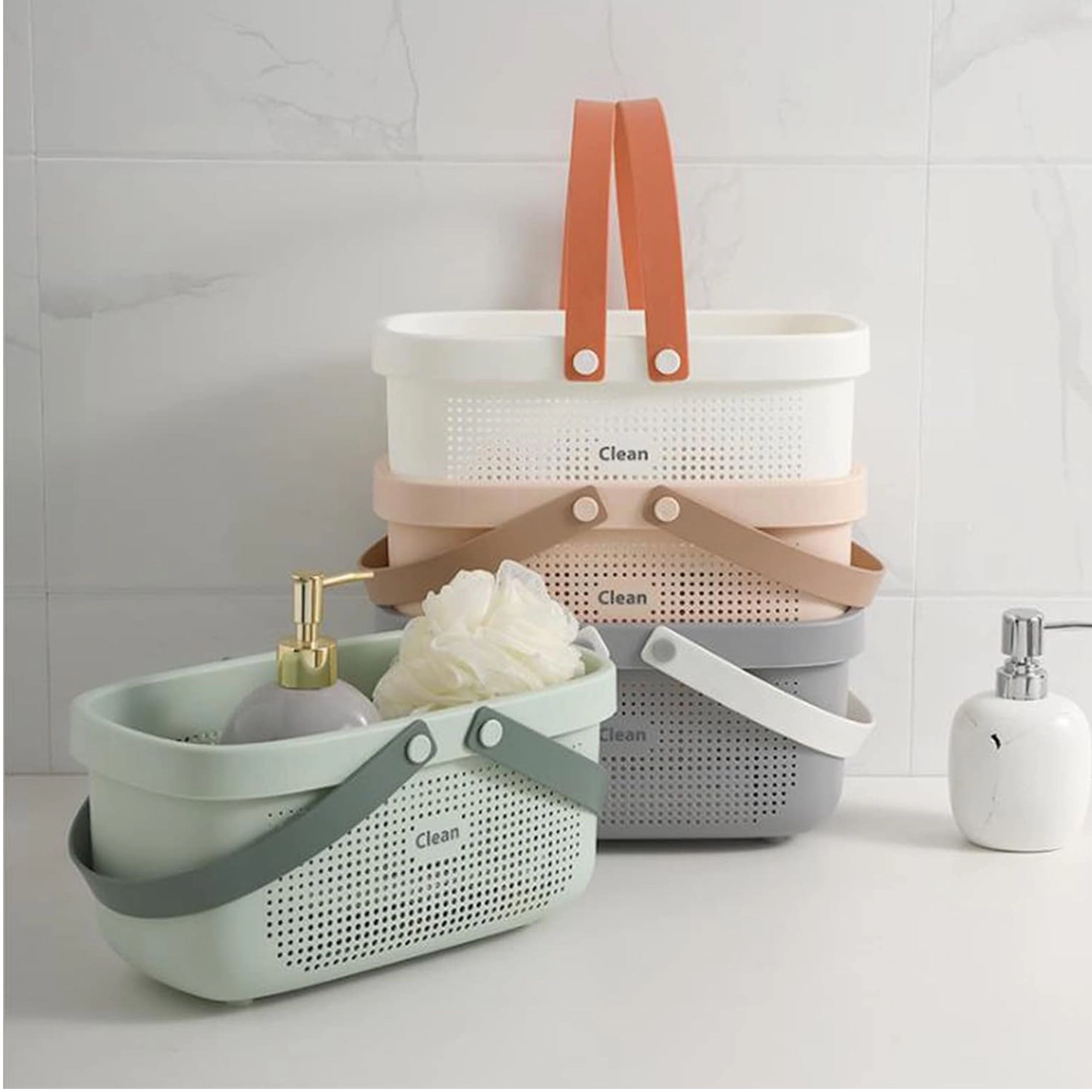 Stock Preferred Portable Plastic Storage Basket with Handle Shower Caddy