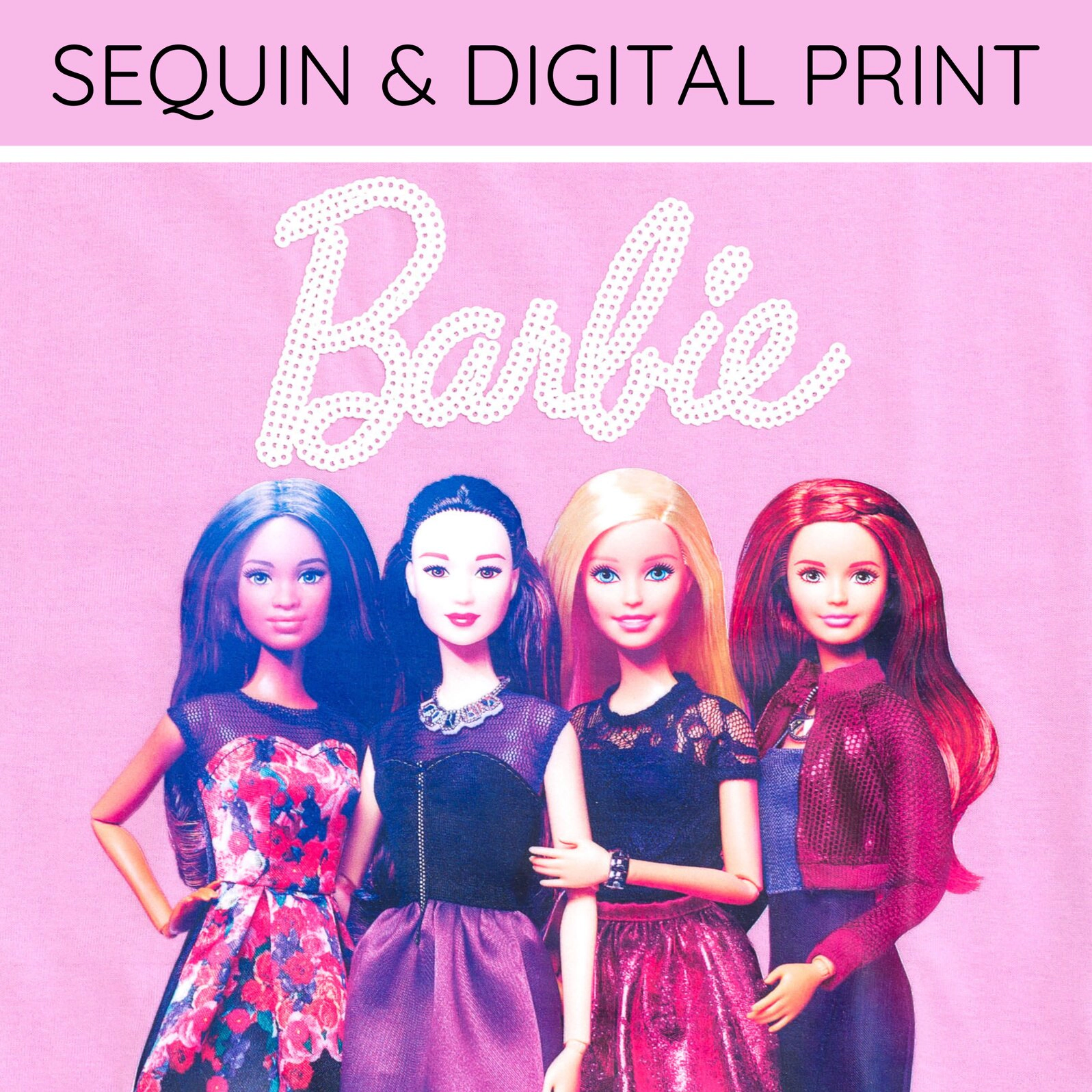Barbie Girls' Sequin T-Shirt and Metallic Skirt Set
