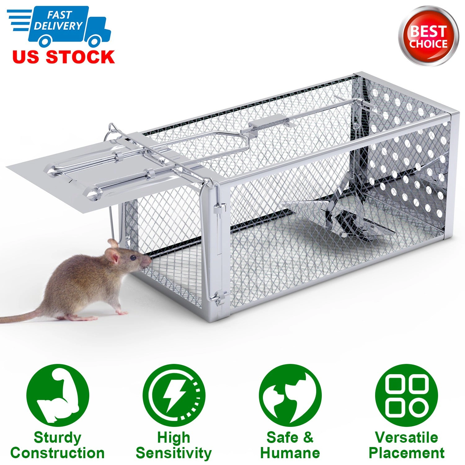 GBruno Stainless Steel Single Door Rat Trap Cage