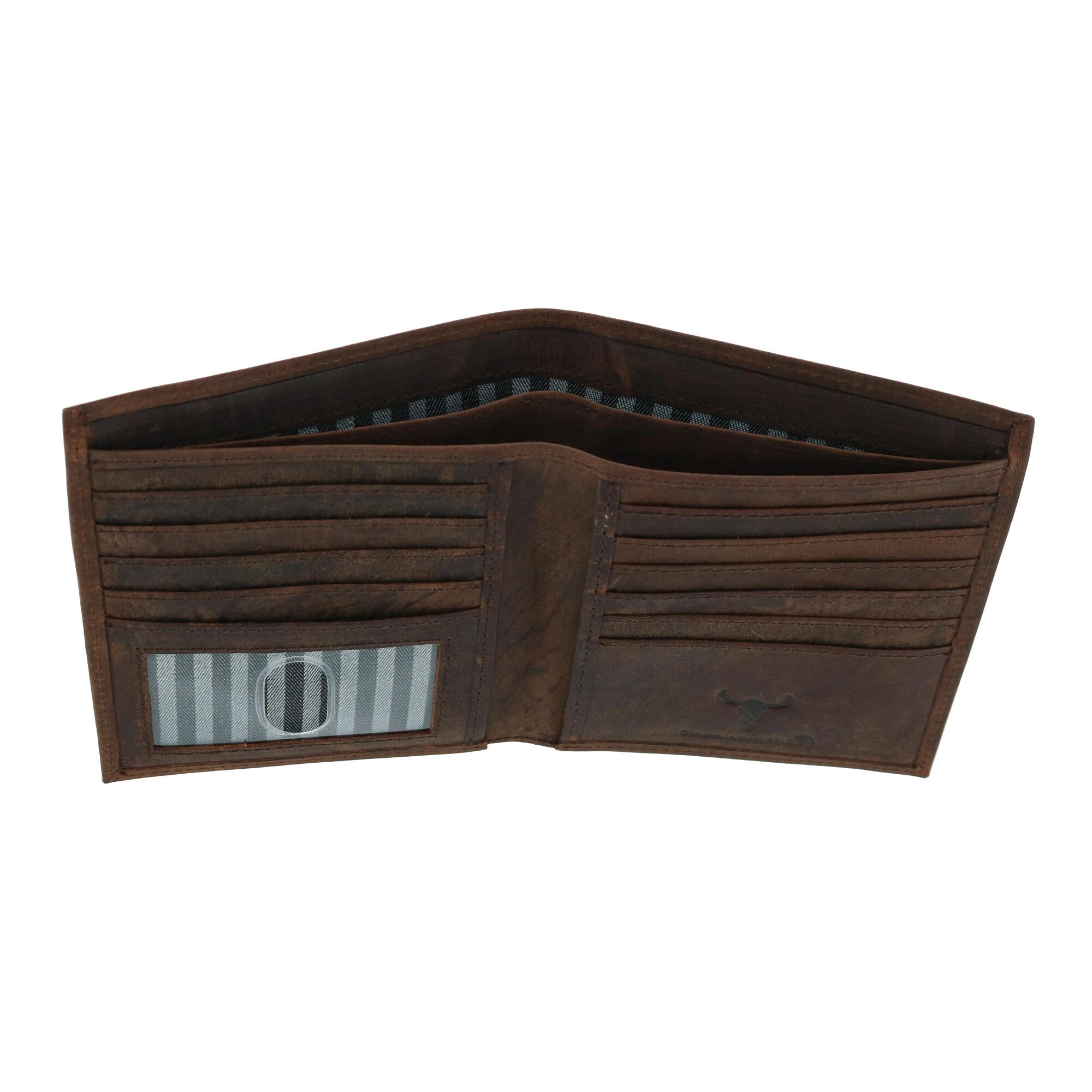 CTM Men's Distressed Hunter Leather RFID Hipster Wallet