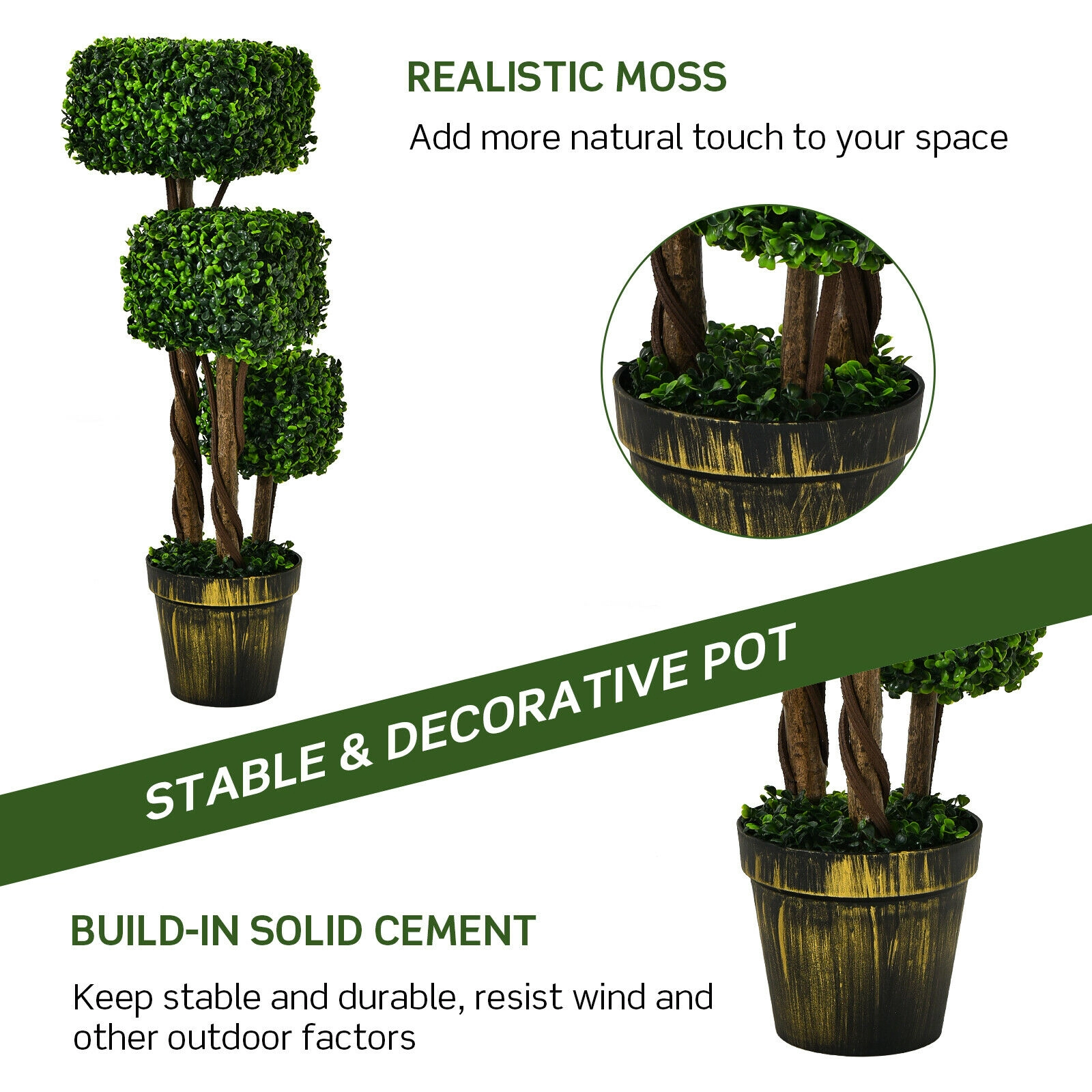 SlickBlue Unisex 36-Inch Faux Three-Tier Square Topiary Tree for Indoor Outdoor