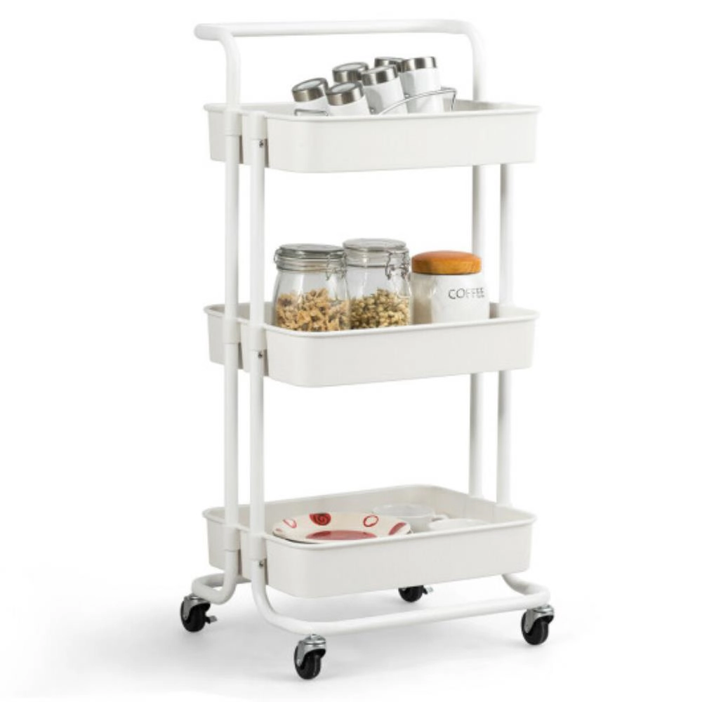 Hivvago 3-Tier Utility Cart Storage Rolling Cart with Casters