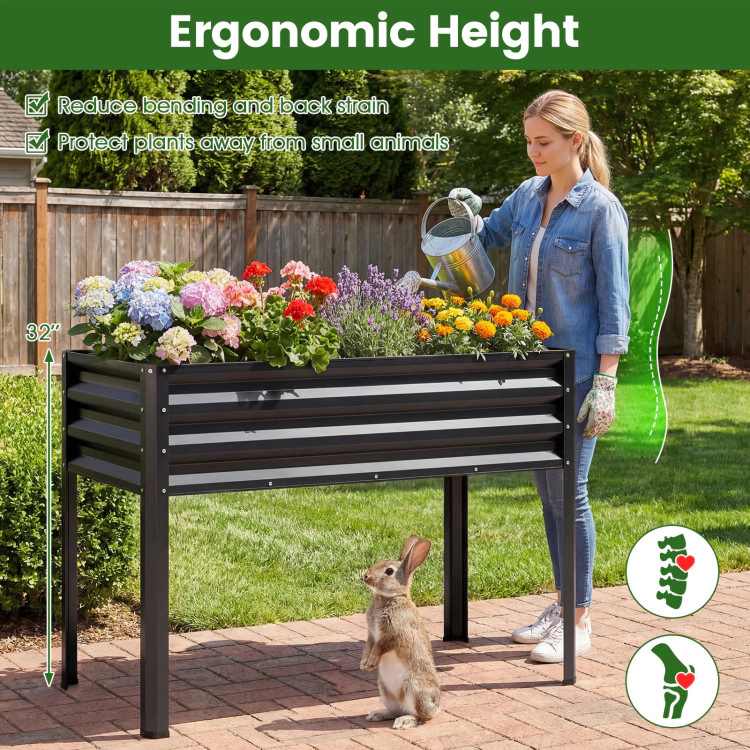 Hivvago Raised Garden Bed Set of 2 Electro-Coating Metal Large Elevated Planter Box