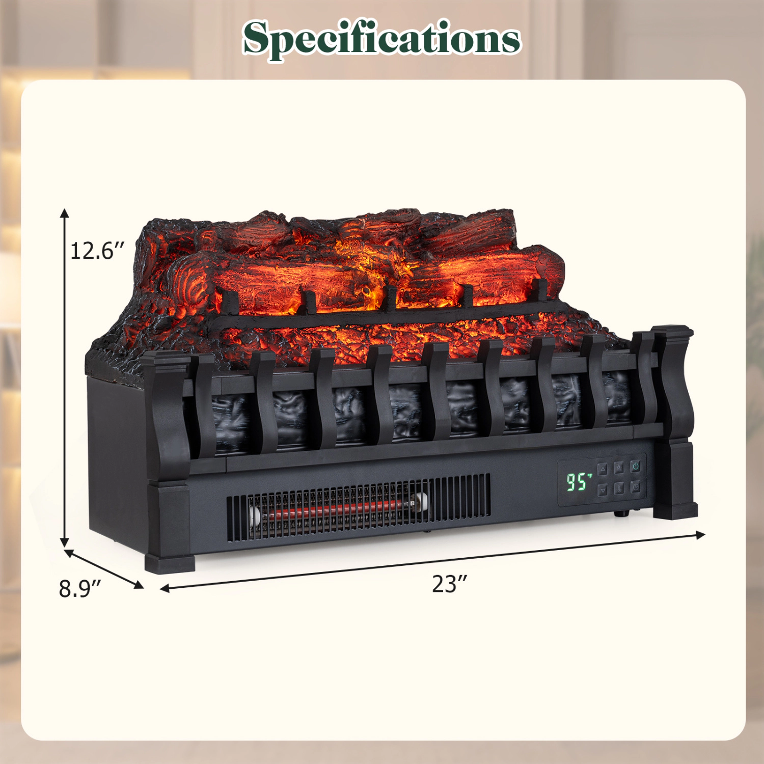 LJG 23" WiFi Fireplace Insert Pinewood Set with App and Remote