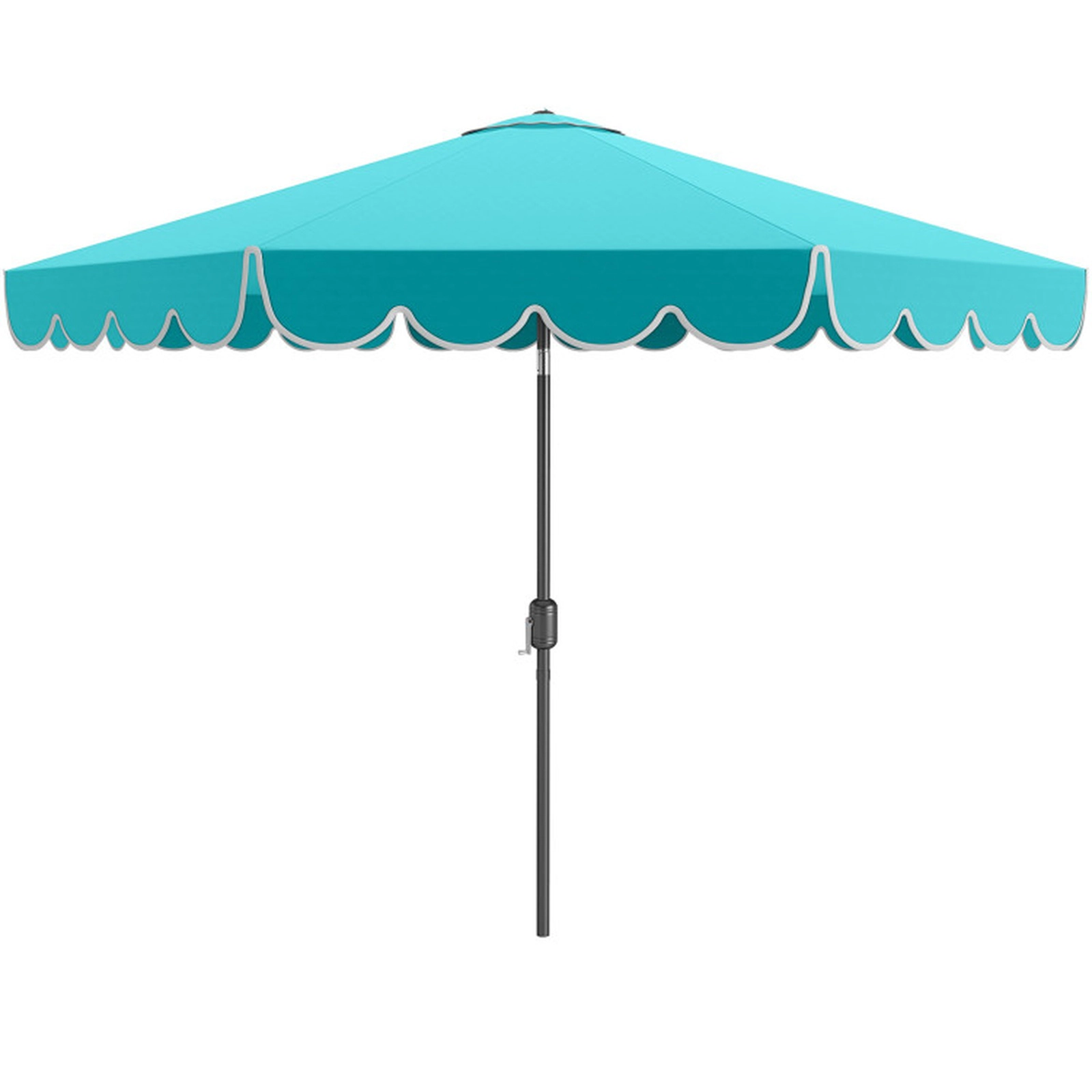 SUGIFT Push Button Tilt and Crank Handle 10 FT Ruffled Market Patio Umbrella