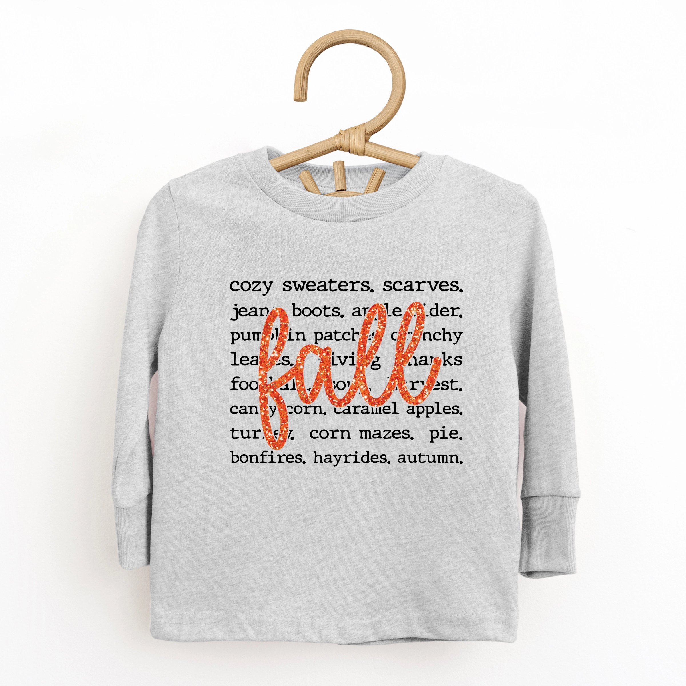 The Juniper Shop - Toddler Long Sleeve Graphic Tee Fall Cursive Text Glitter