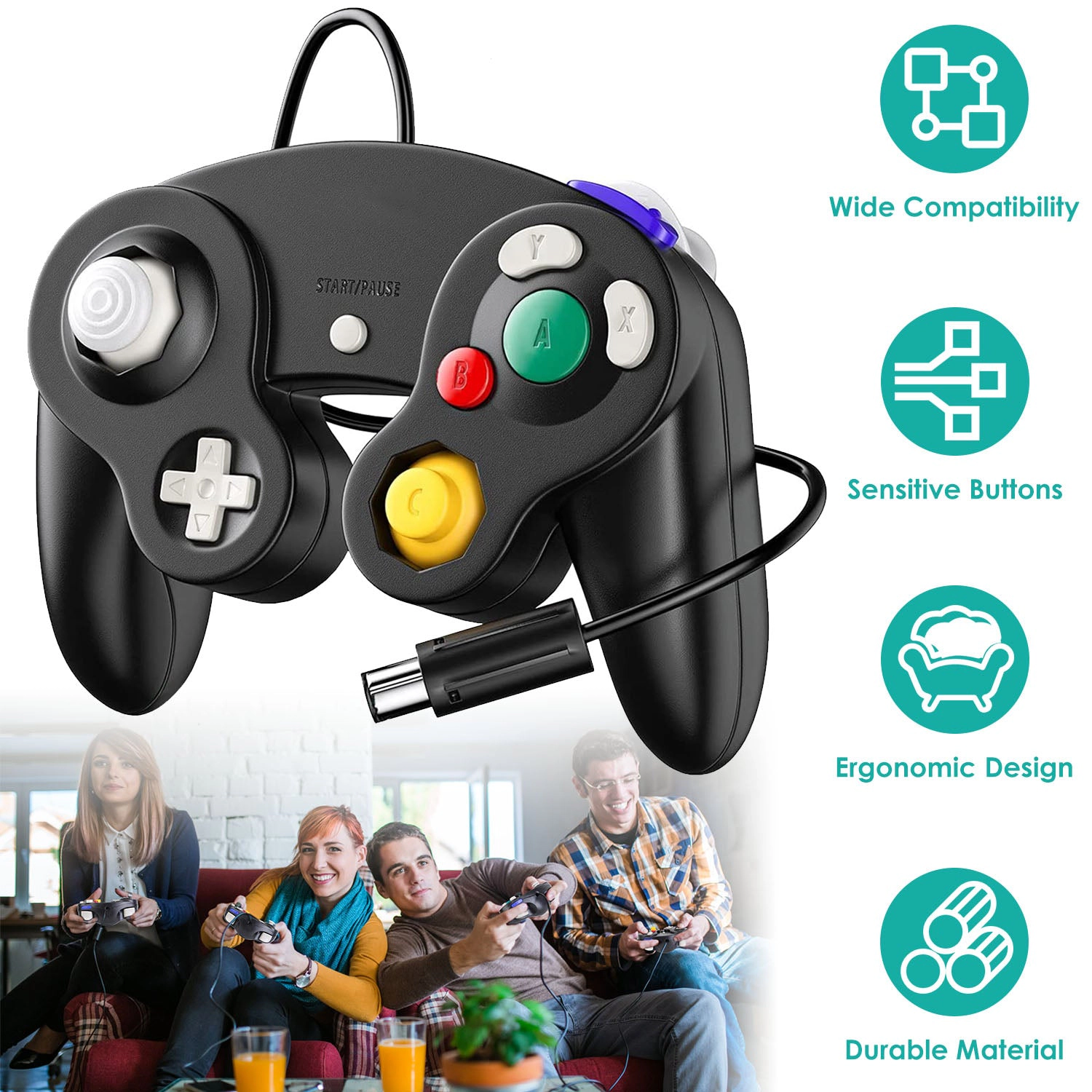 GBruno Wired Game Controller For Nintendo Wii Gamecube