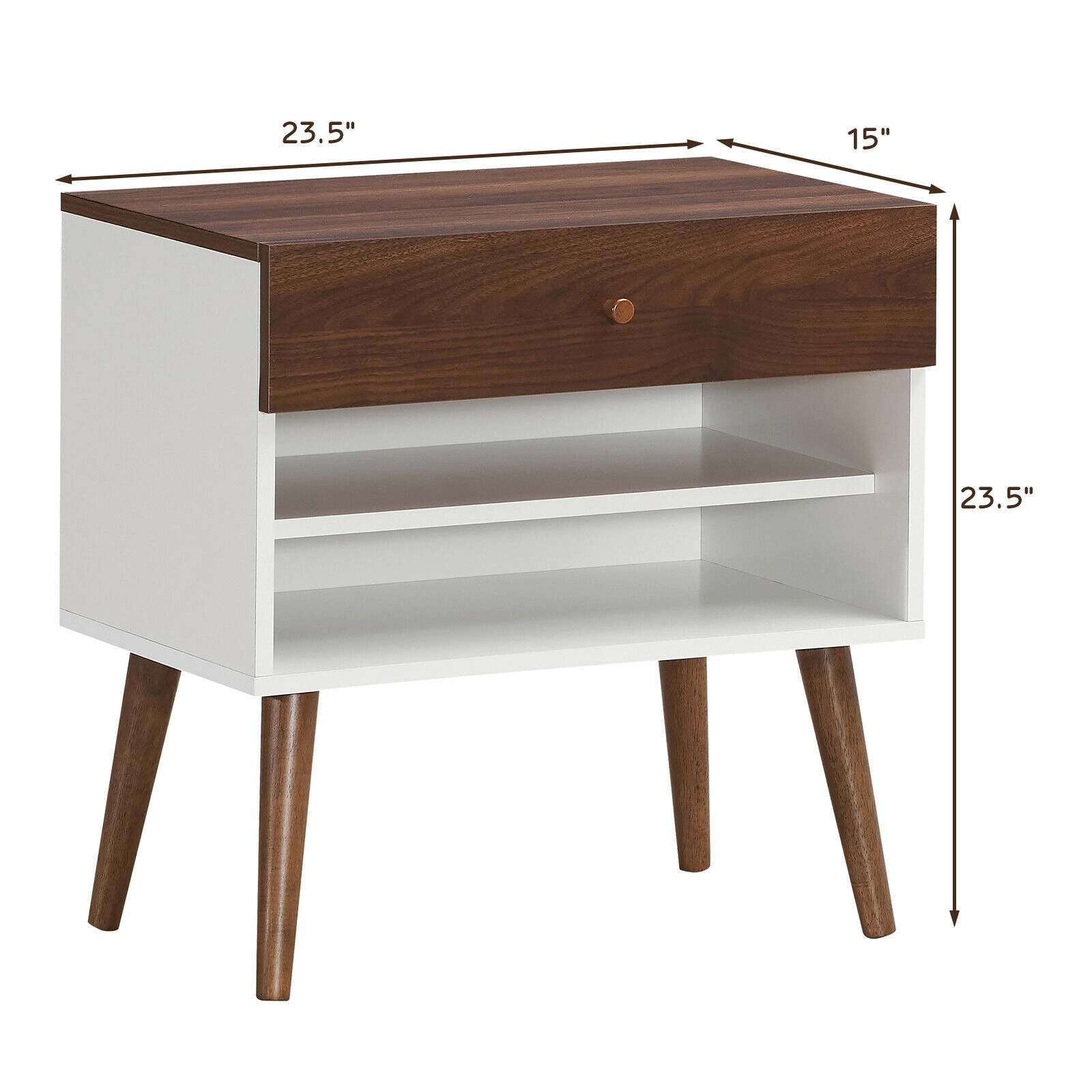 SlickBlue Retro Nightstand with Drawer and Open Storage Shelves