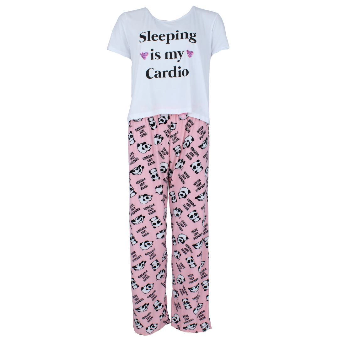 Mentally Exhausted Women's Plus Panda Sleeping is My Cardio Pajama Set