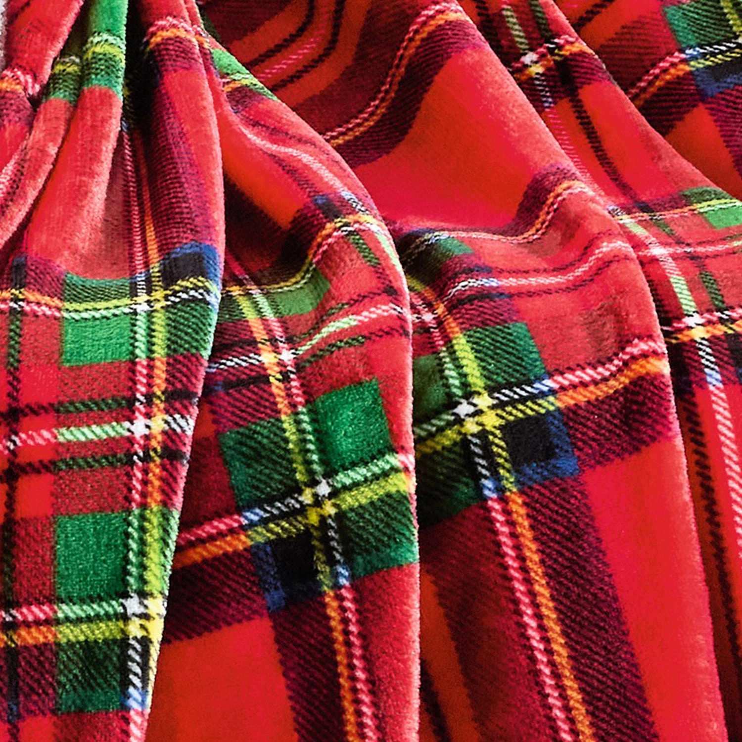 Plazatex 100% Polyester Red Plaid Classic Style Lightweight Throw Blanket 50" x 60" Red