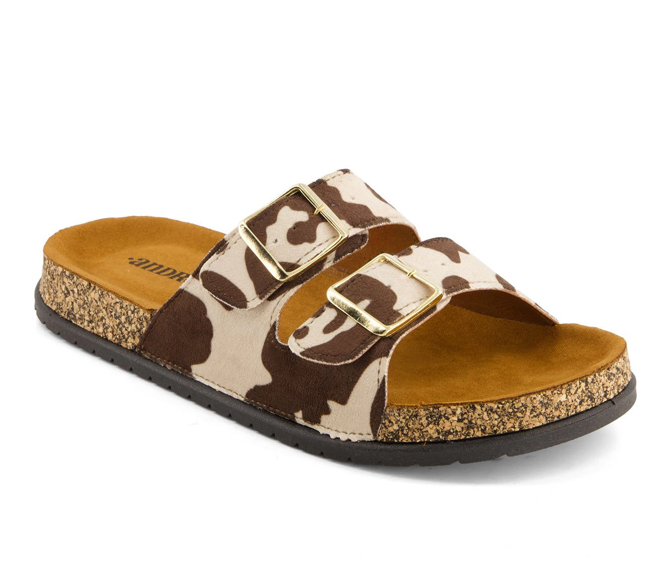 Andrea Womens Cowhide Print Footbed Sandals