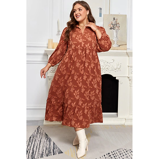 Threaded Pear Women's Mallory 4 Sleeve Long PLUS Dress