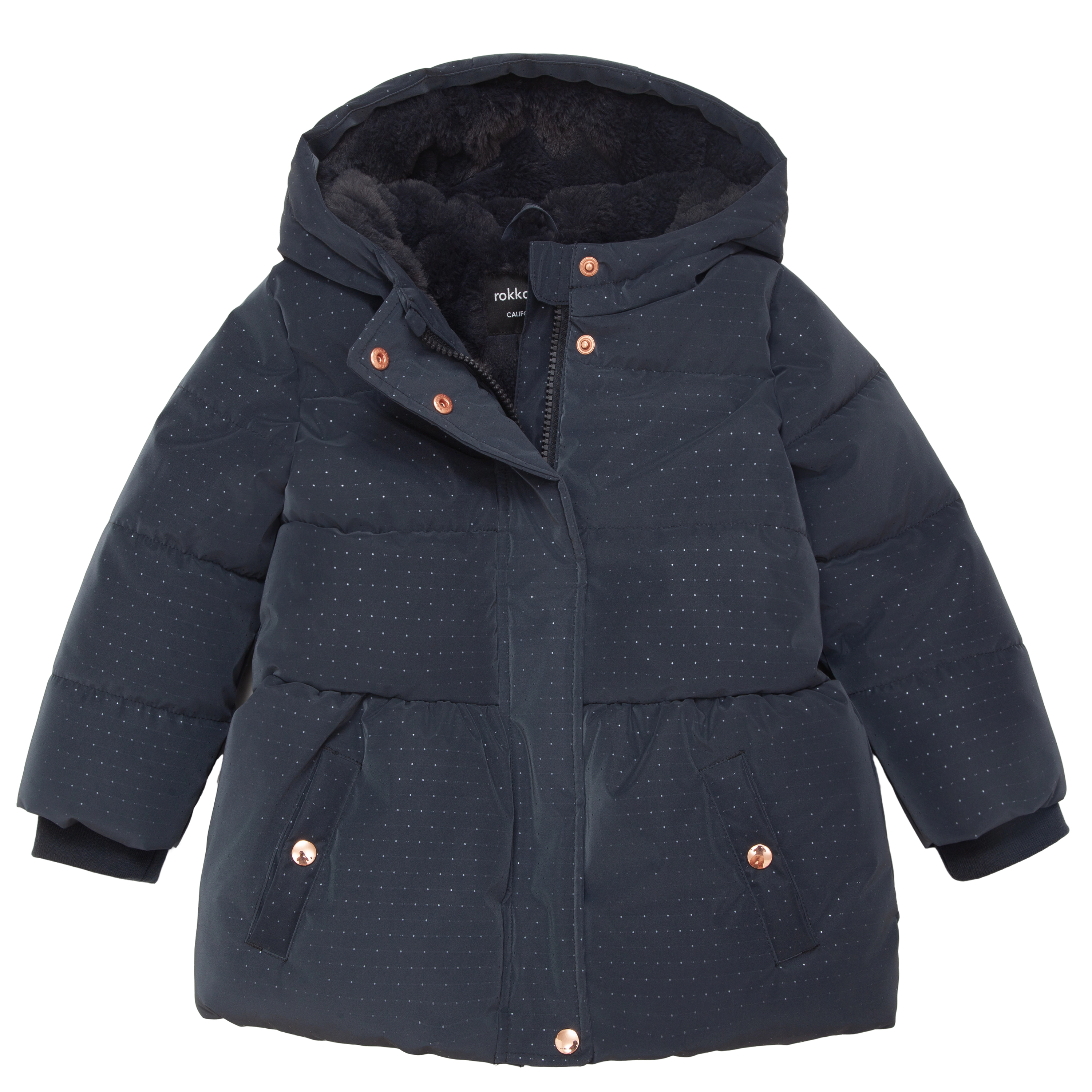 Rokka&Rolla Toddler Girls Faux Fur Mid-Length Puffer Coat