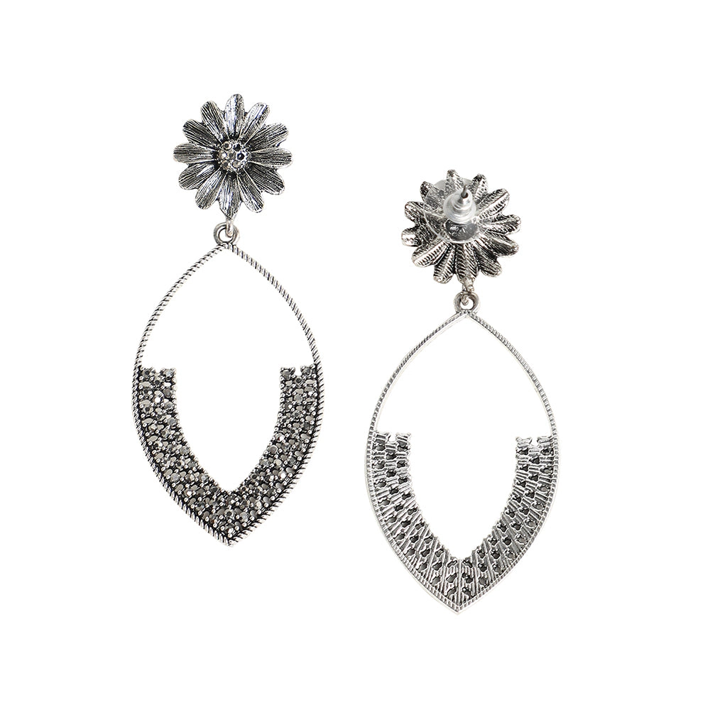SOHI Women's Crystal Silver Party Drop Earrings