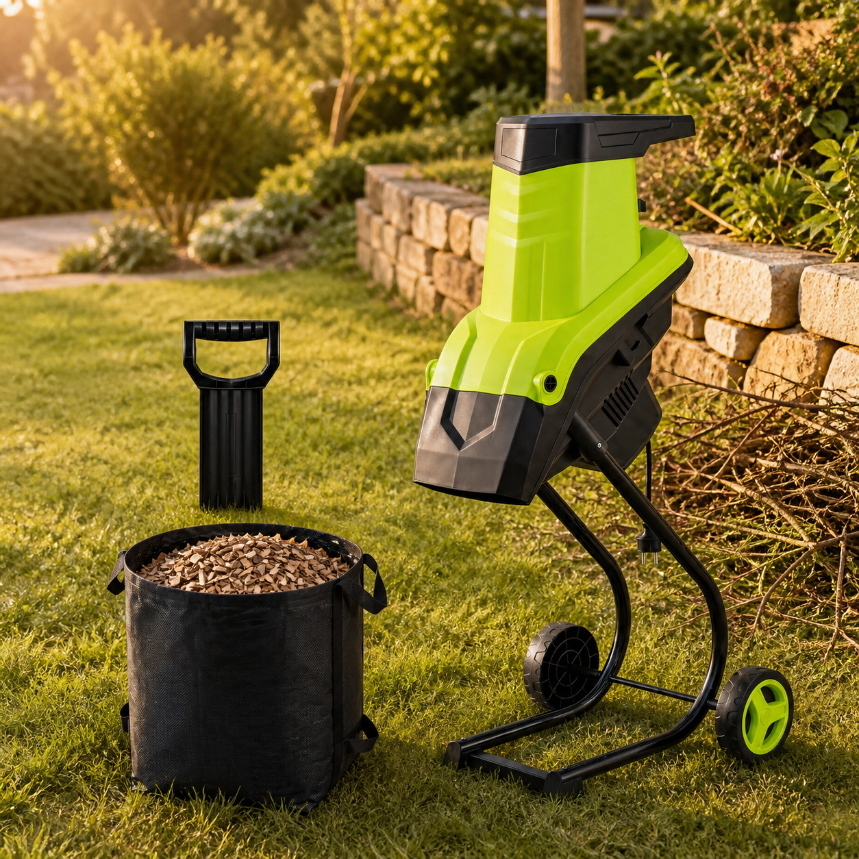 SUGIFT 15-Amp Electric Wood Chipper Shredder Mulcher with 1.8-in Max Cut and 13.2-gal Collection Bag