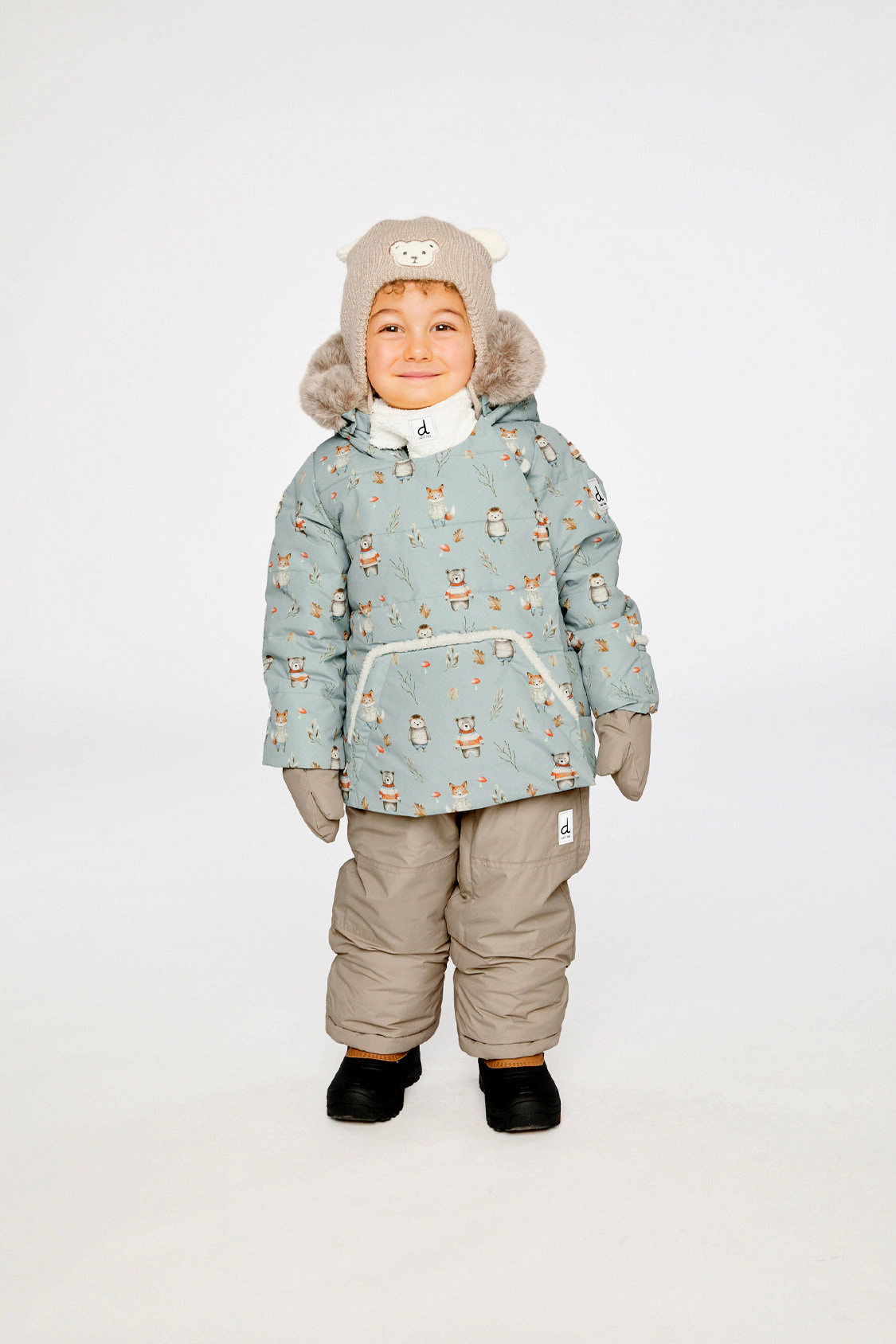 Deux par Boys Animal Print Two Piece Snowsuit with Hooded Coat and Snow Pants