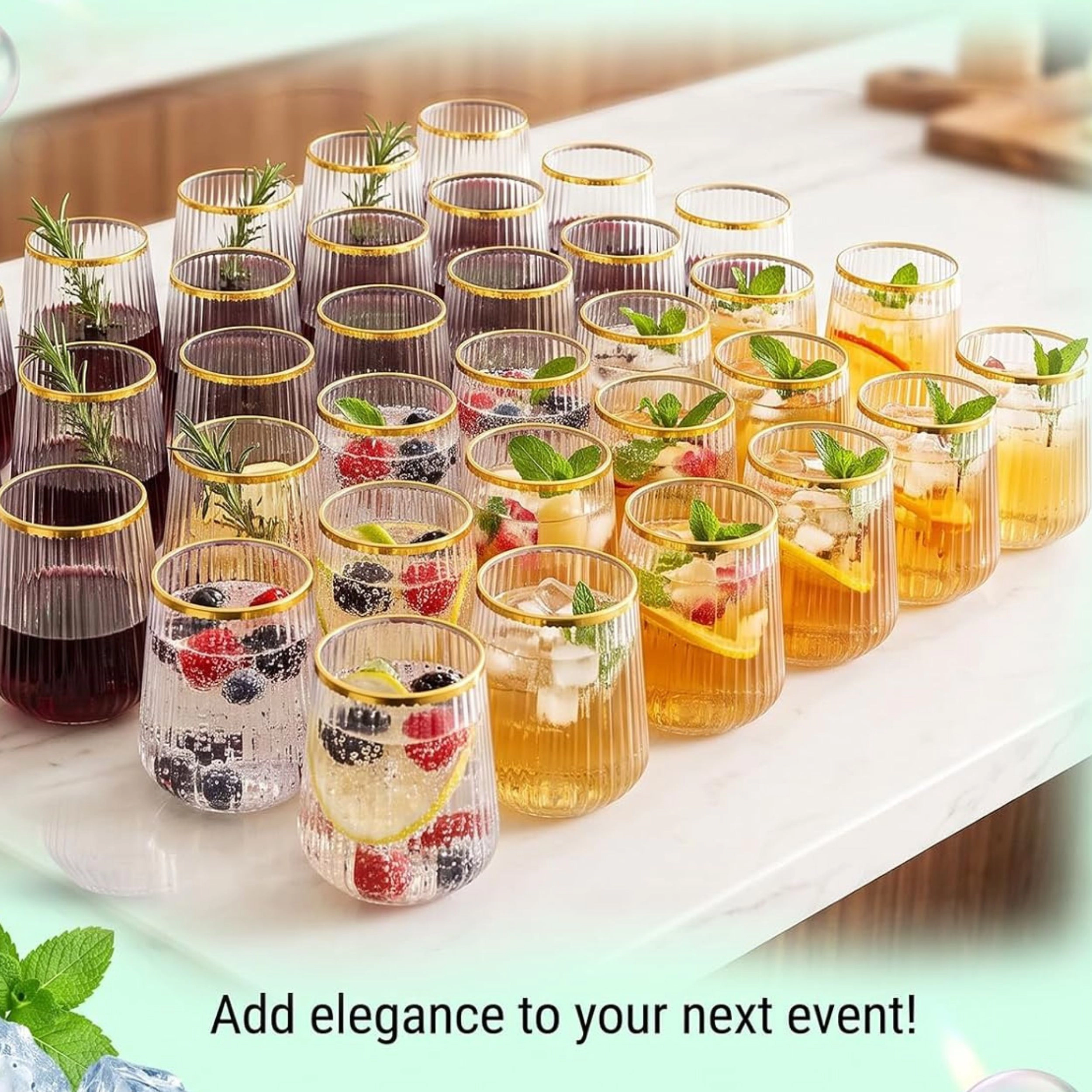 Stock Preferred Ribbed Plastic Stemmed Wine Glasses with Origami Design
