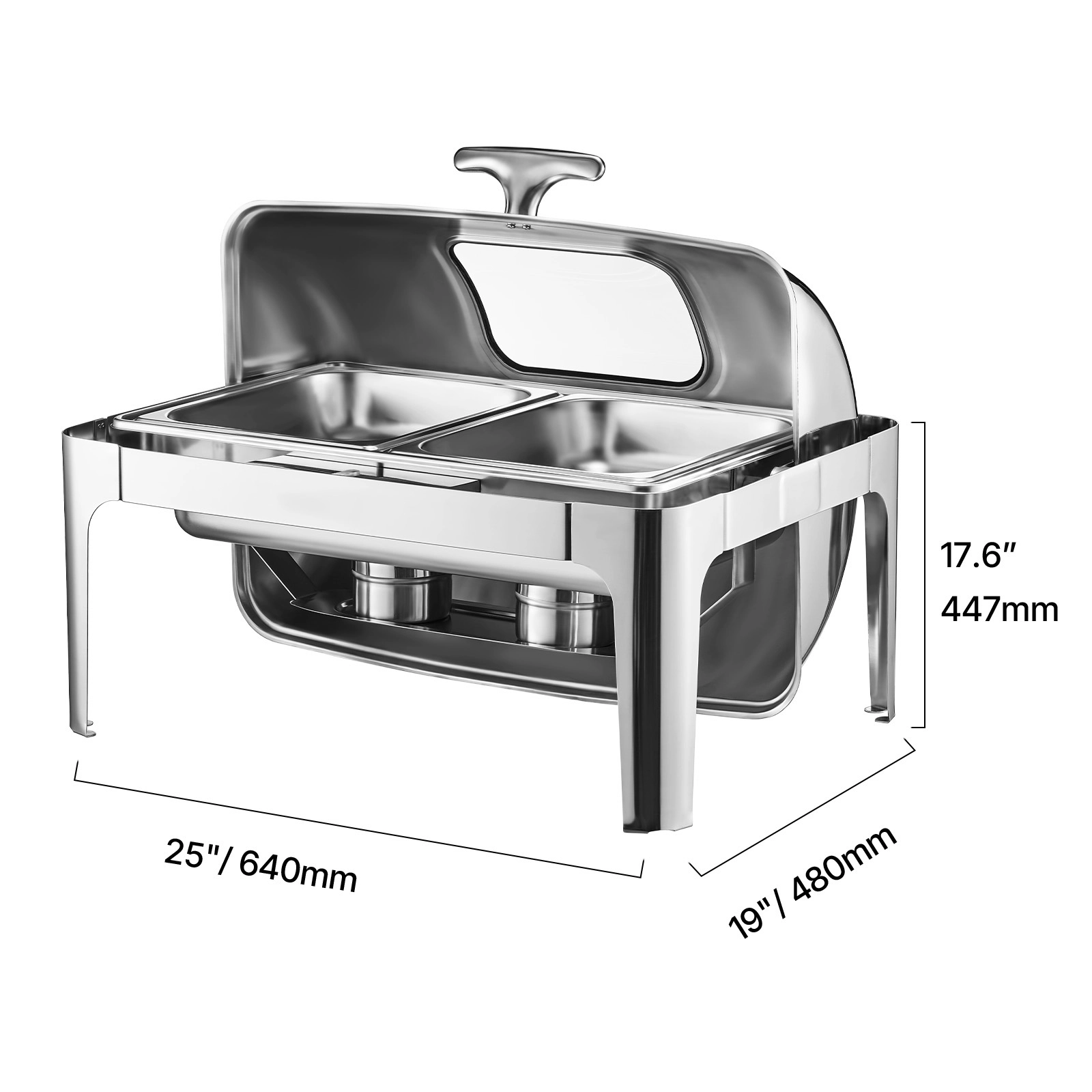 HONGGE Roll Top Chafing Dish Buffet Complete Set, Stainless Steel Chafer with Size Pan