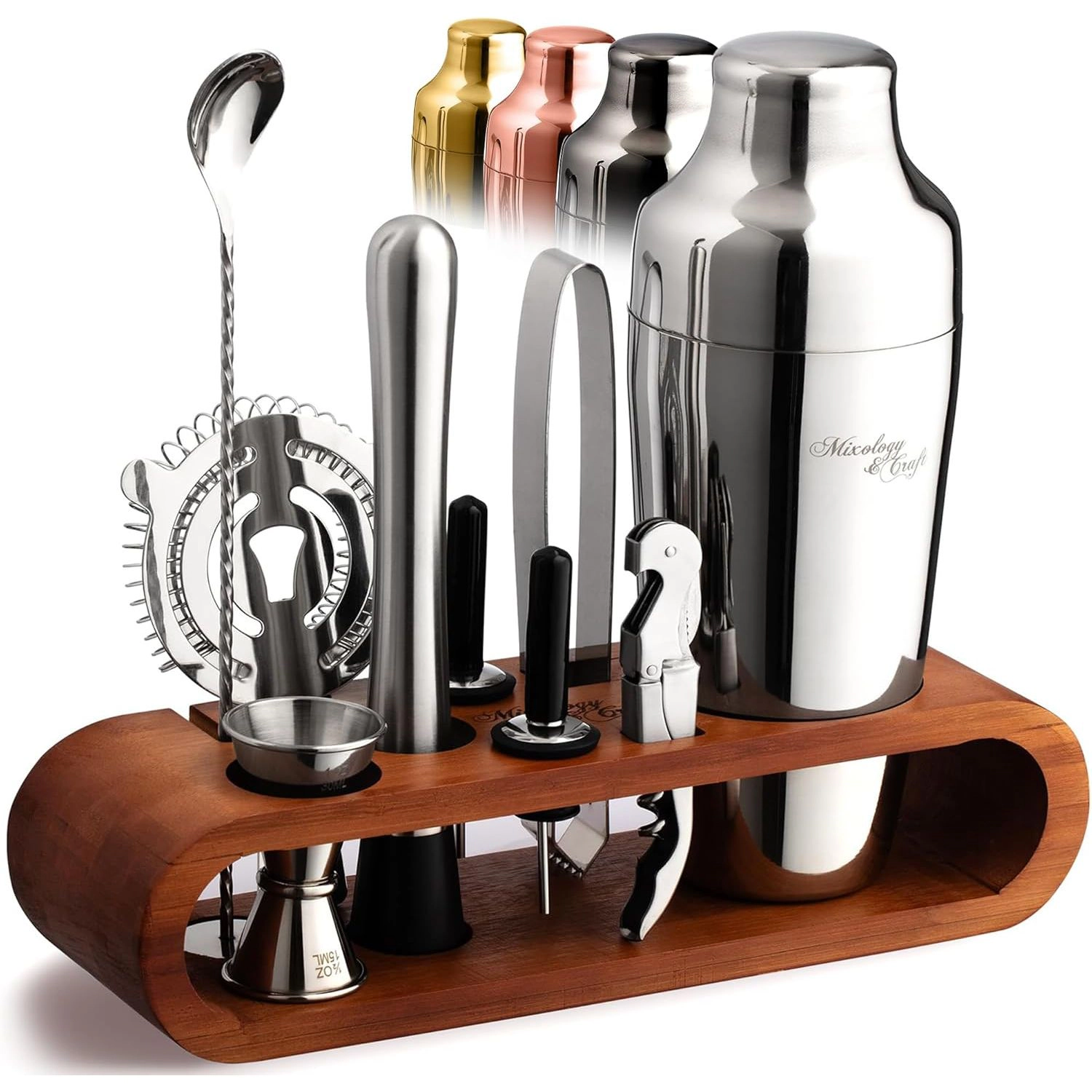 Mixology & Craft Cocktail Shaker Set: 10-Piece Bartender Kit with Stand | Complete Gift Set