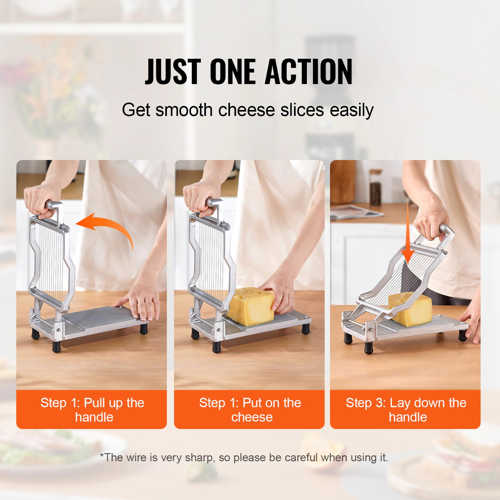 HONGGE Cheese Cutter with Wire, Cheeser Butter Cutting Blade, Detachable Cheese Slicer Wire