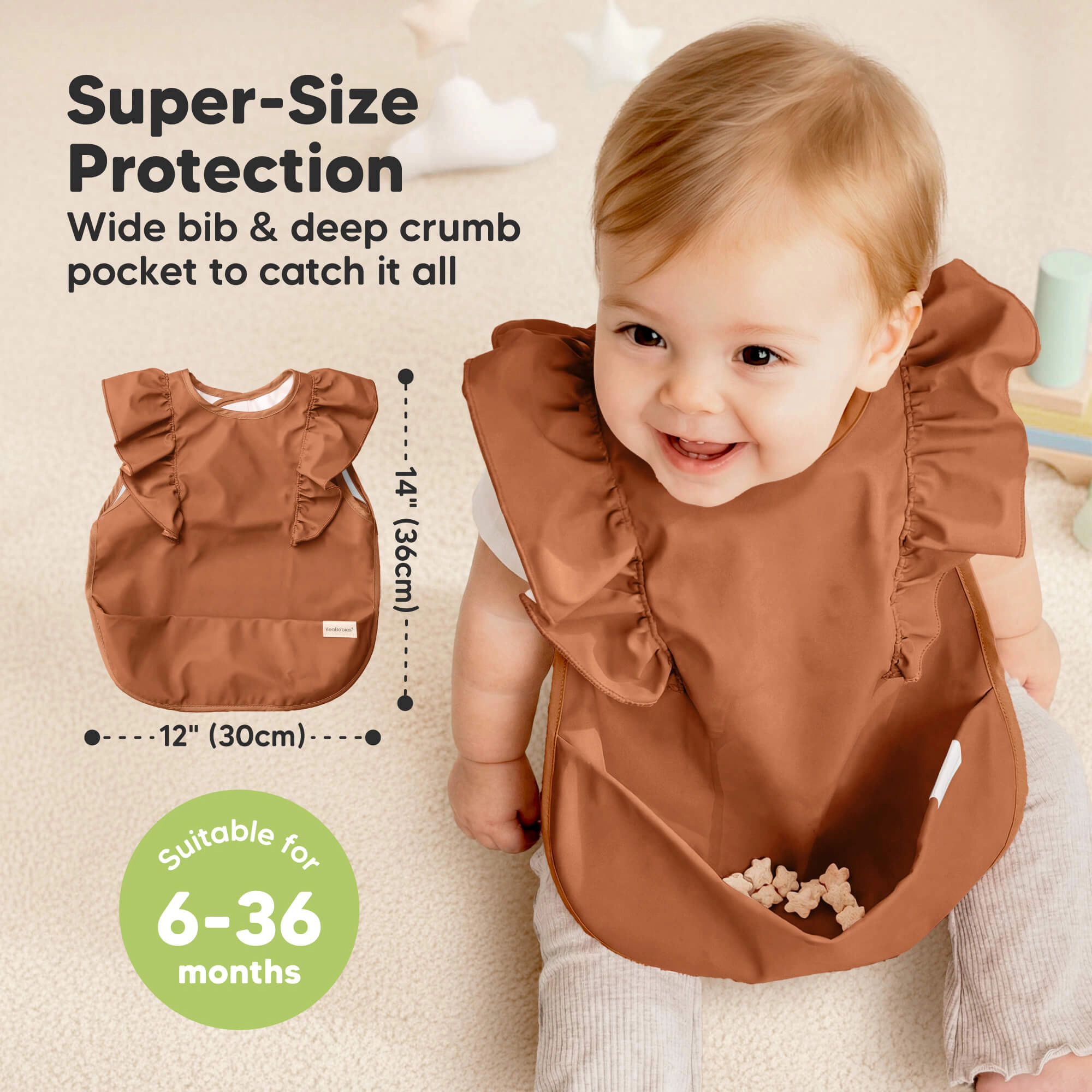 KeaBabies 2-Pack Fae Waterproof Bibs for Girls, Boys