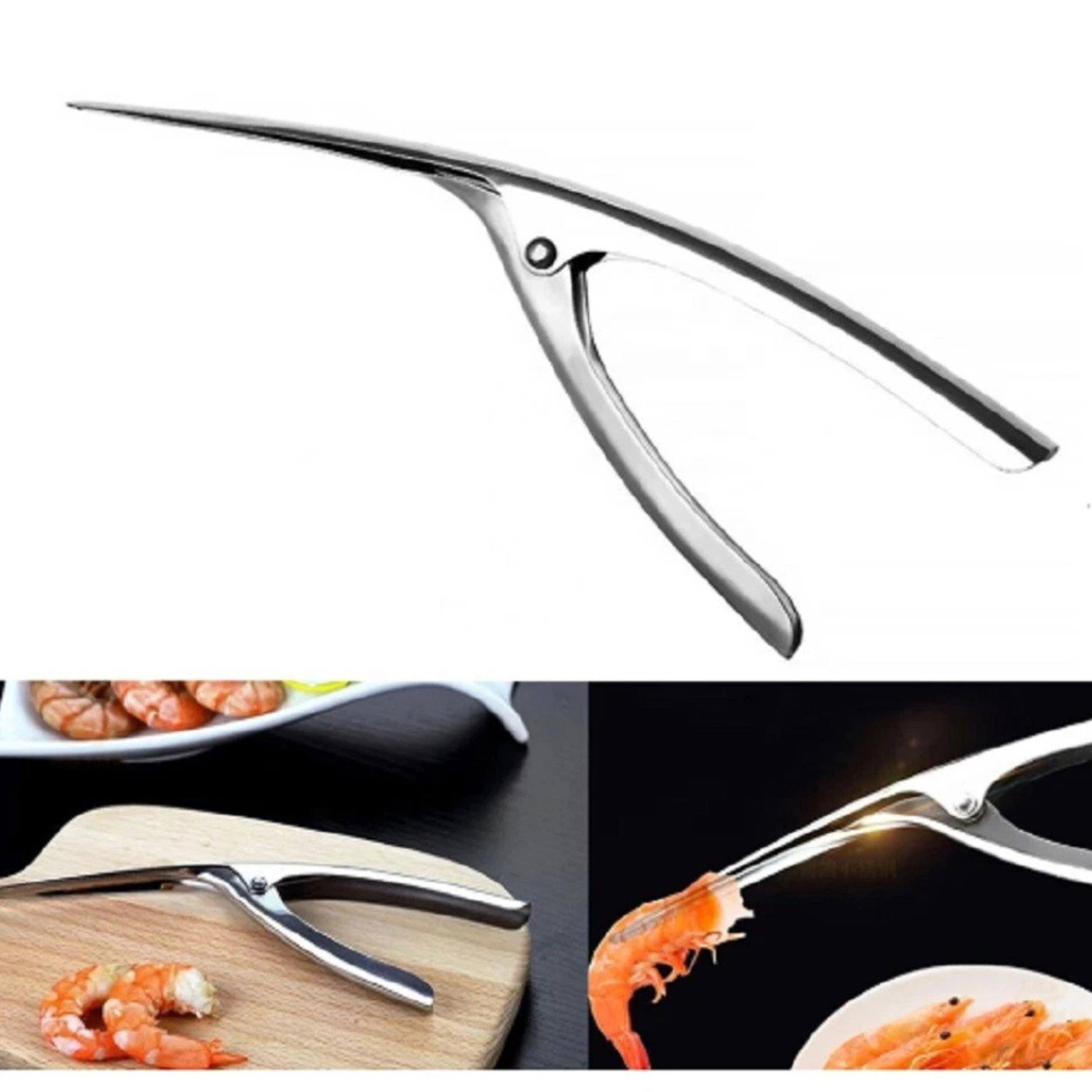Home Collection Stainless Steel Shrimp Deveiner Tool Prawn Peeler & Seafood Cleaner
