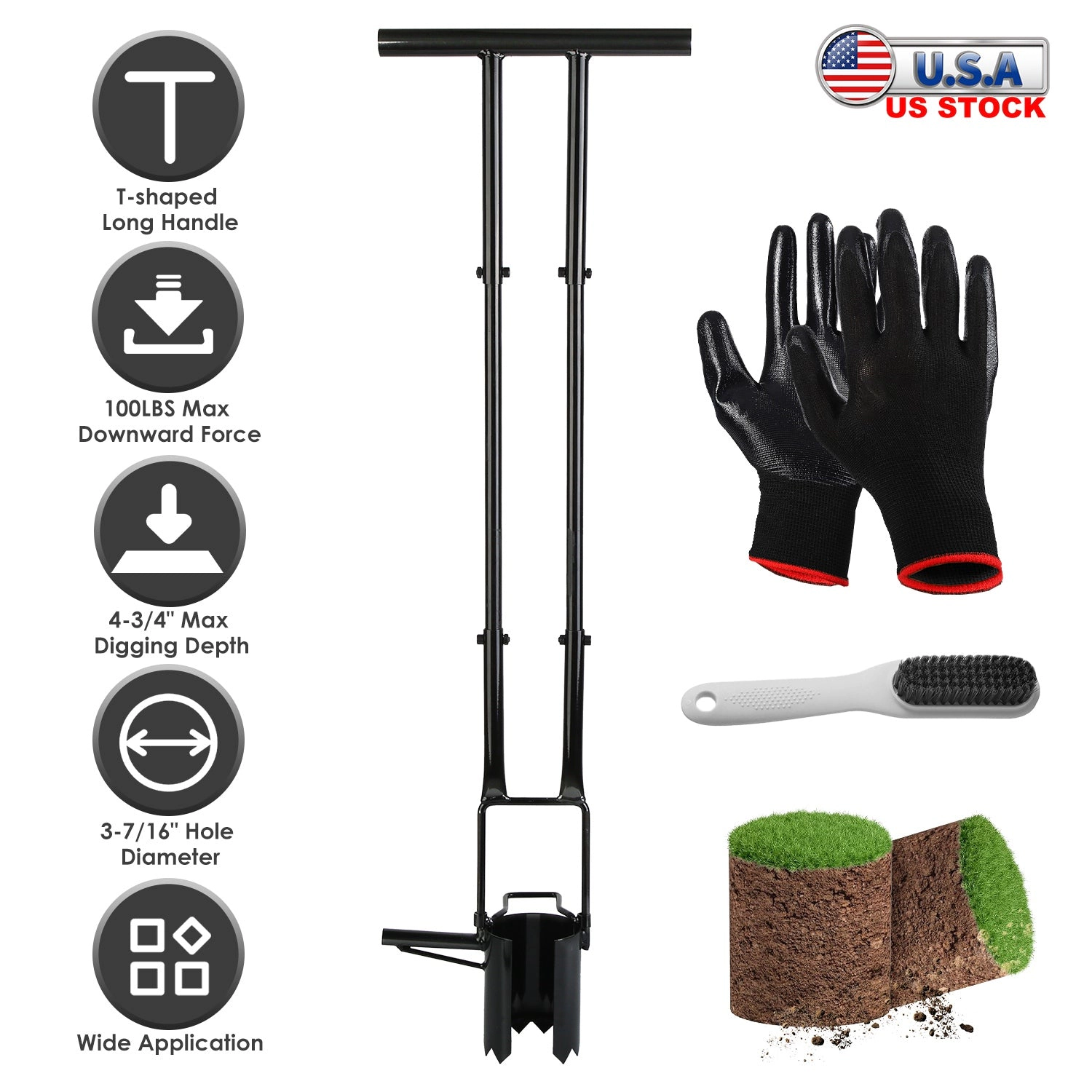 GBruno 5-in-1 Long Handle Bulb Planter Tool