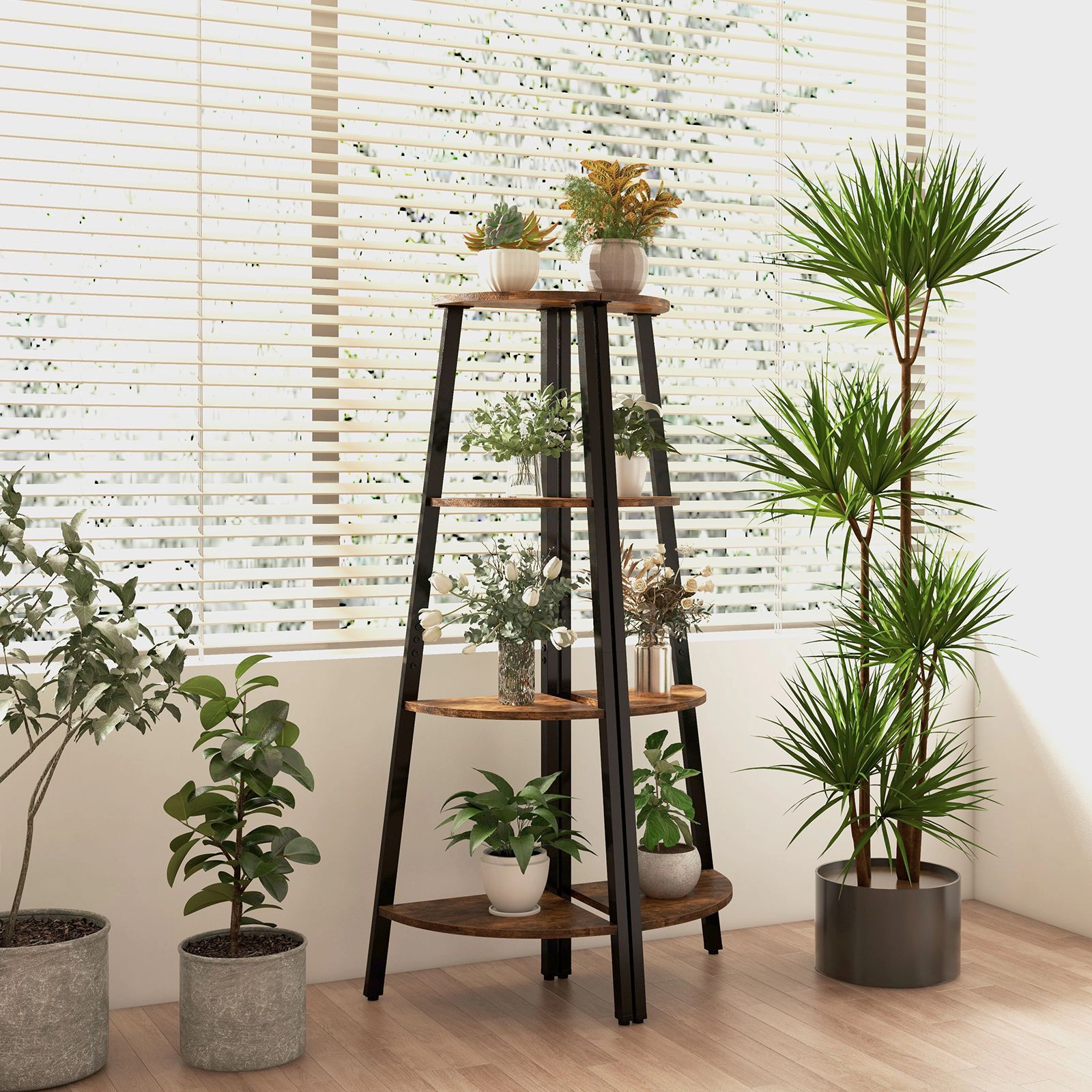 SlickBlue Modern 4-Tier Corner Bookshelf with Open Display Shelves