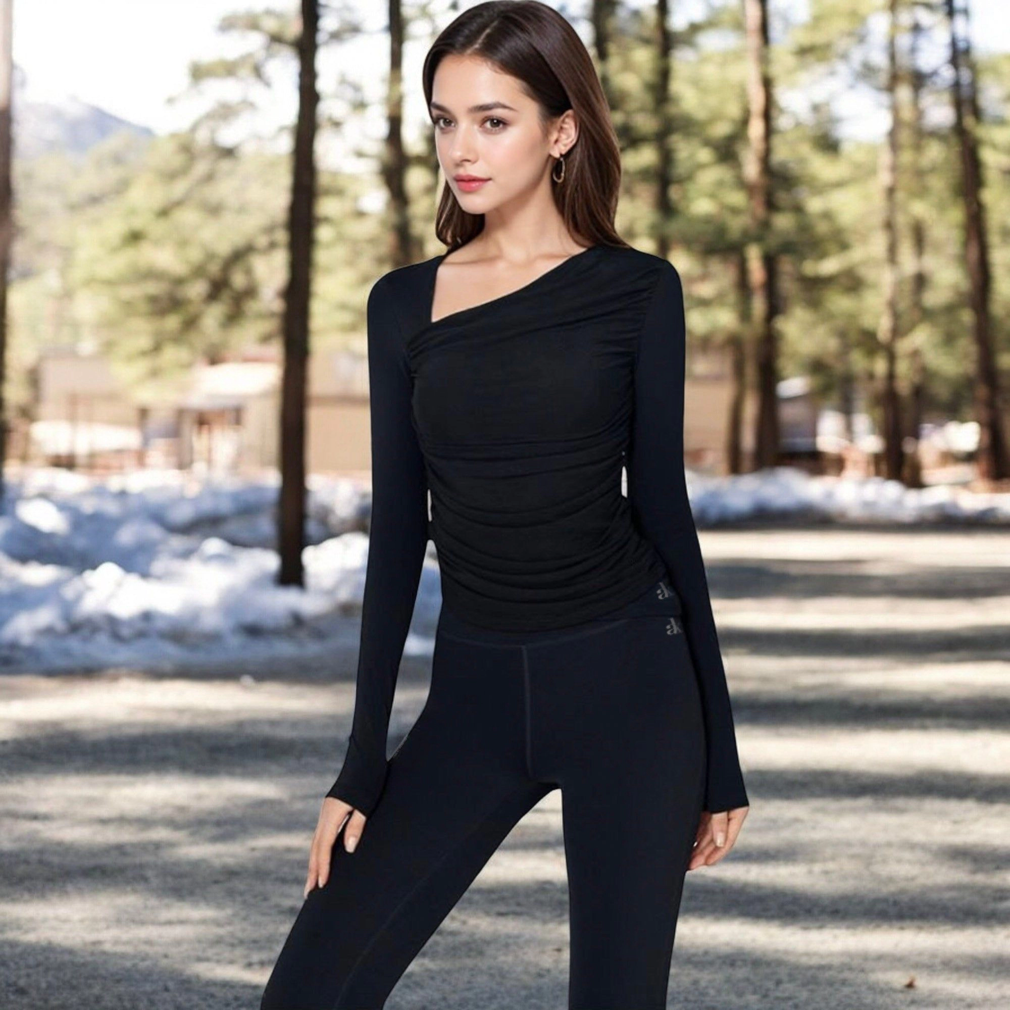 Anna-Kaci Women's One-Shoulder Athletic Top with Ruched Front Detail