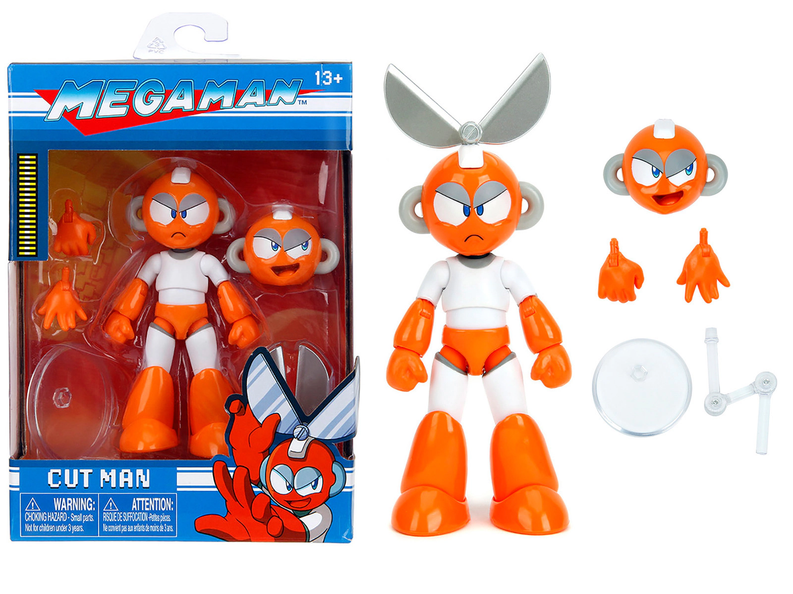 Jada Cut Man 4.5" Moveable Figure With Accessories And Alternate Head And Hands "Mega Man" (1987) Video Game
