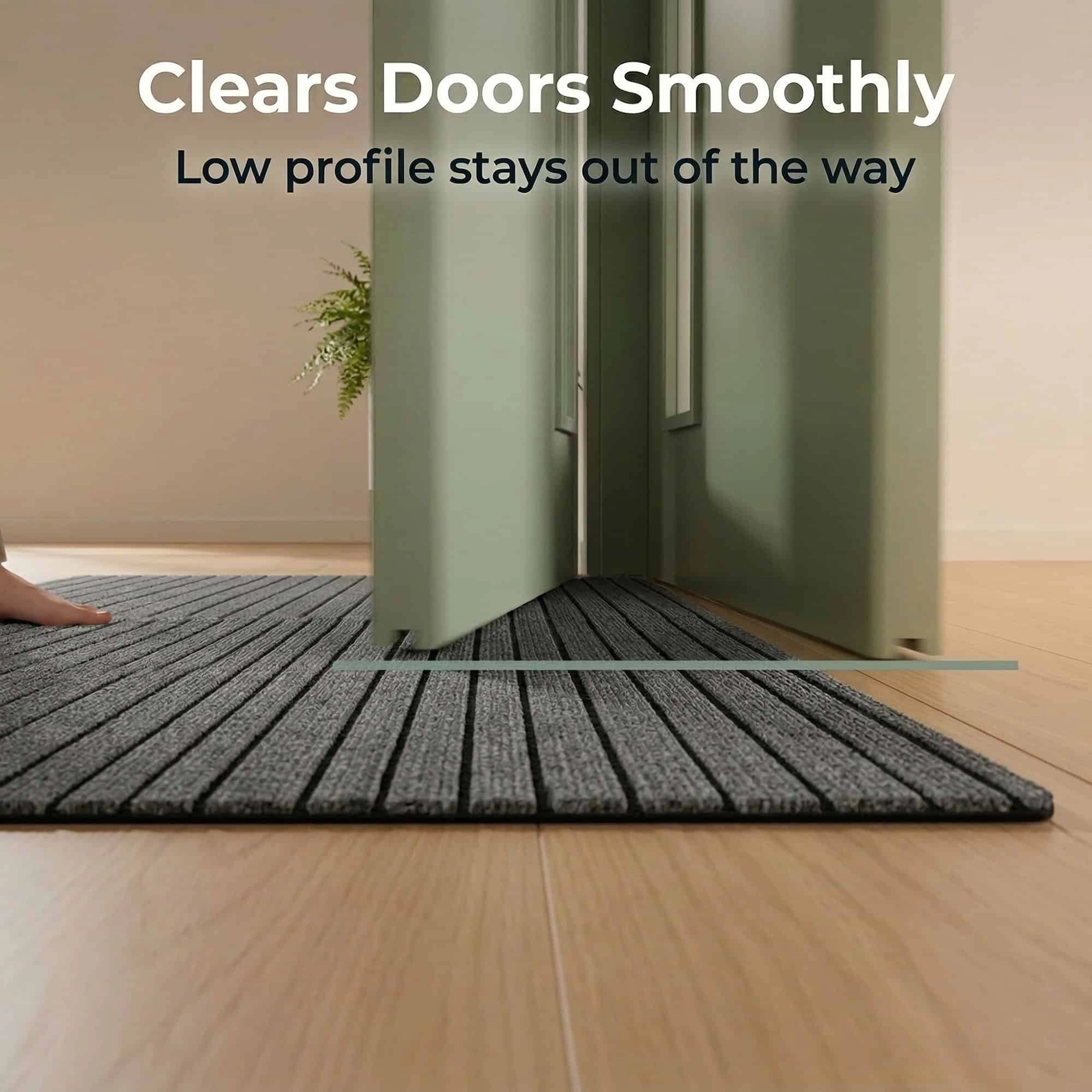 Evideco French Home Goods Gray Ribbed Runner Polyester Doormat 78.75 x 35.5 Inches