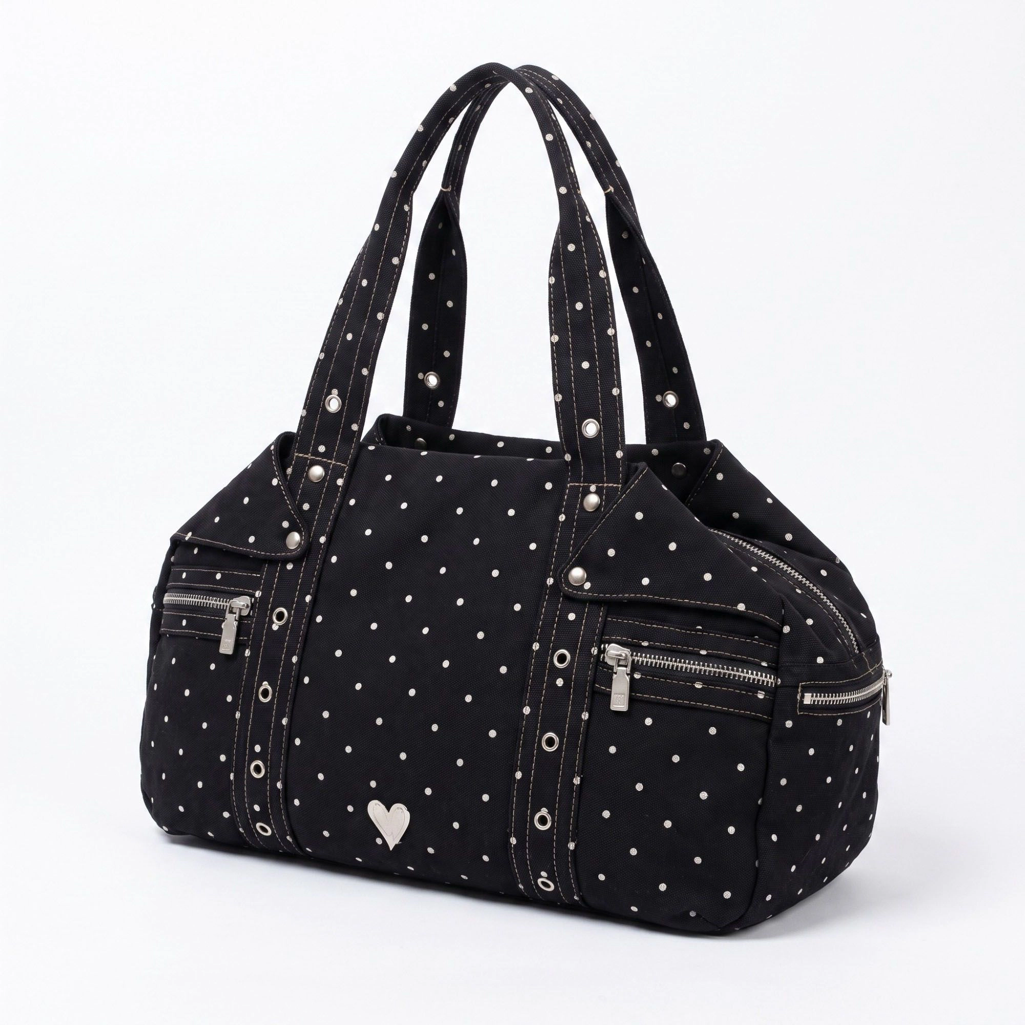 Alilang Women's Polka Dot Multi-Pocket Shoulder Bag with Zip Closure