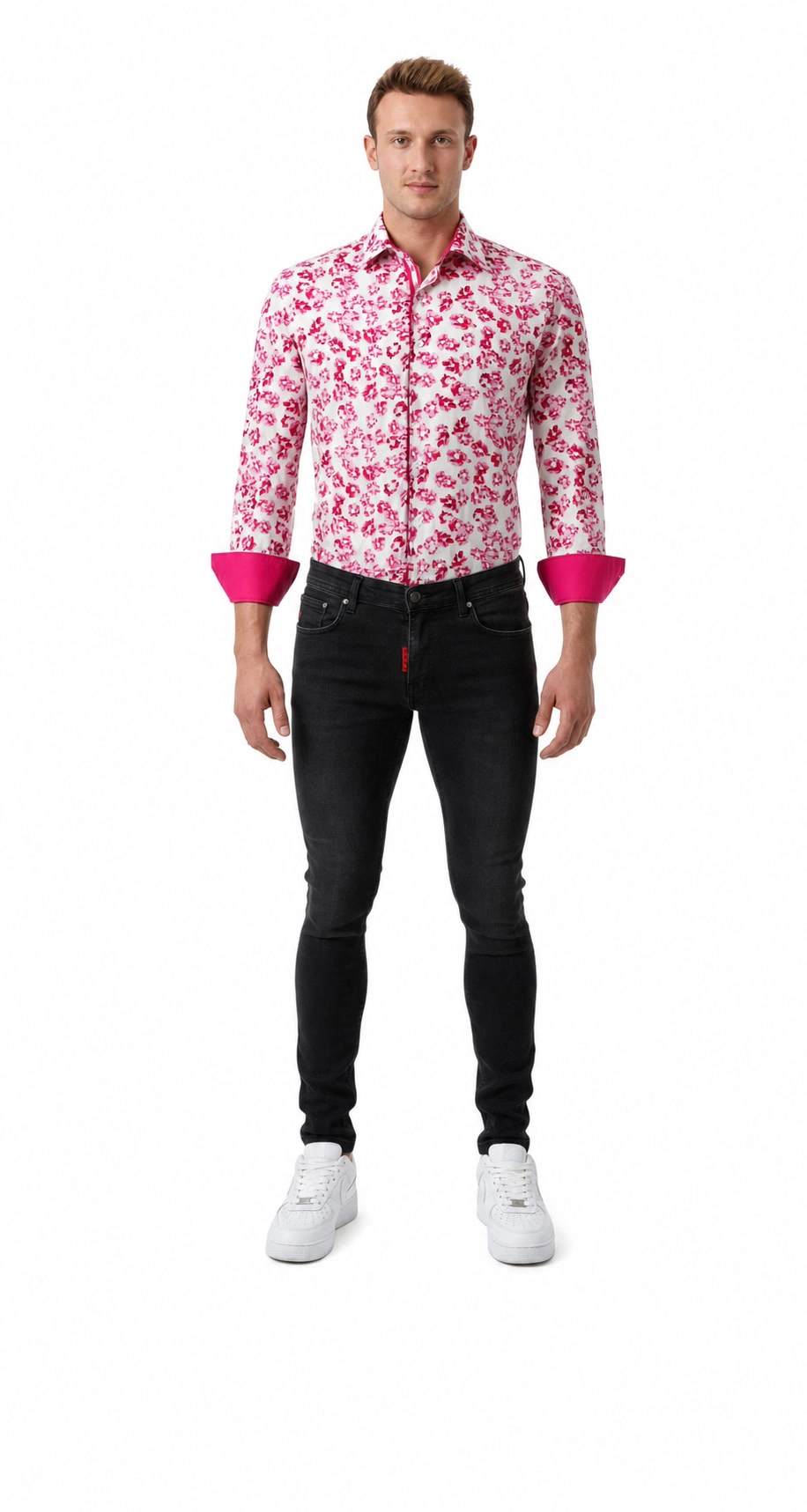 Elie Balleh Slim Fit Mens Floral Sport Button-Down Shirt