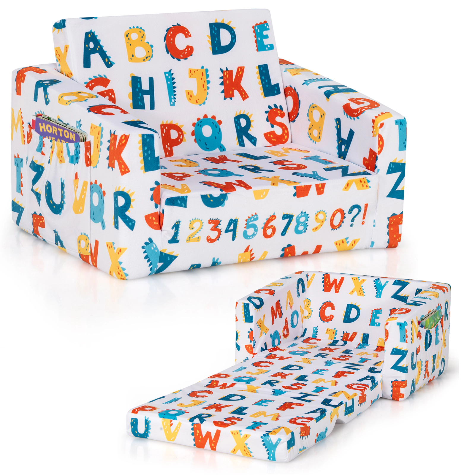 SUGIFT 2-in-1 Convertible Kids Sofa Sleeper 66-lb Capacity Ages 0-4 Multicolor