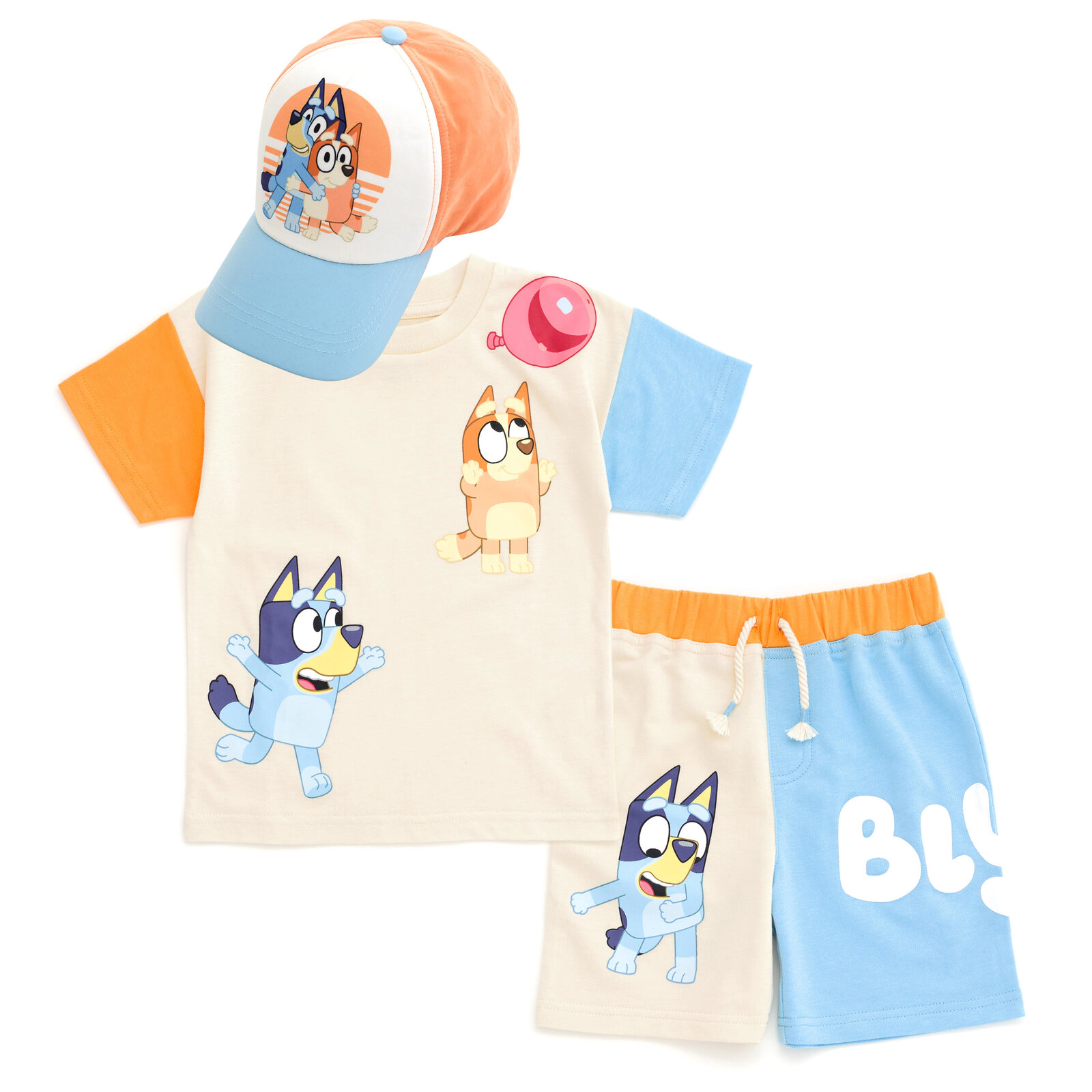 Bluey Boys' T-Shirt and Shorts Set with Hat