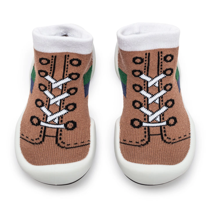Komuello Toddler Girl Boy First Walk Sock Shoes Runner - Brown