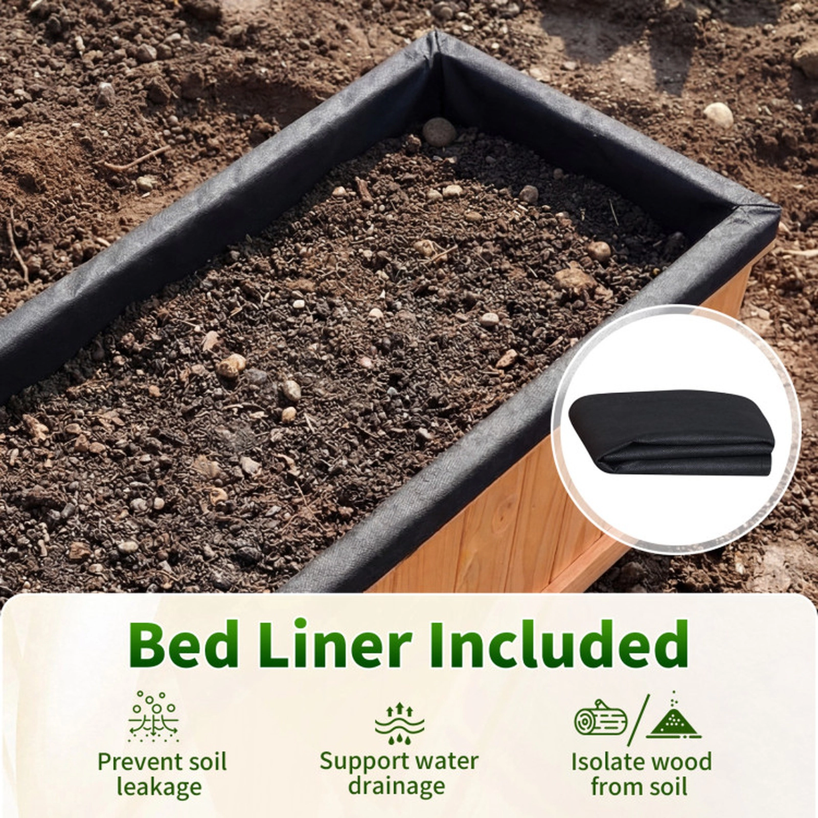 SUGIFT Wooden Raised Garden Bed Planter Box with Drainage Holes and Liner 132-lb Capacity XL Orange Pine Wood 1-Pc