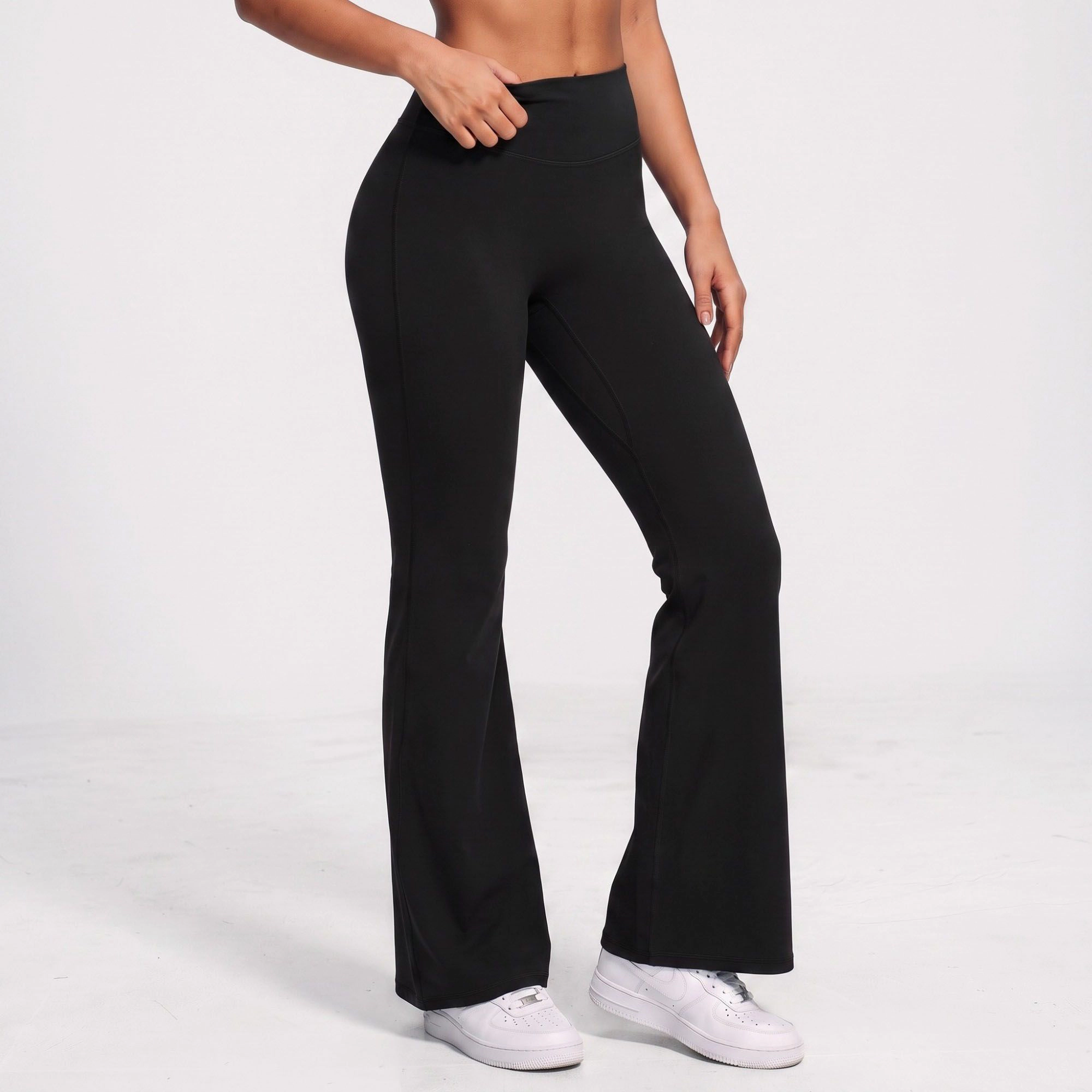 Anna-Kaci Women's High-Waist Flare Yoga Pants with Contour Seams Full-Length Fitted Workout Leggings for Gym