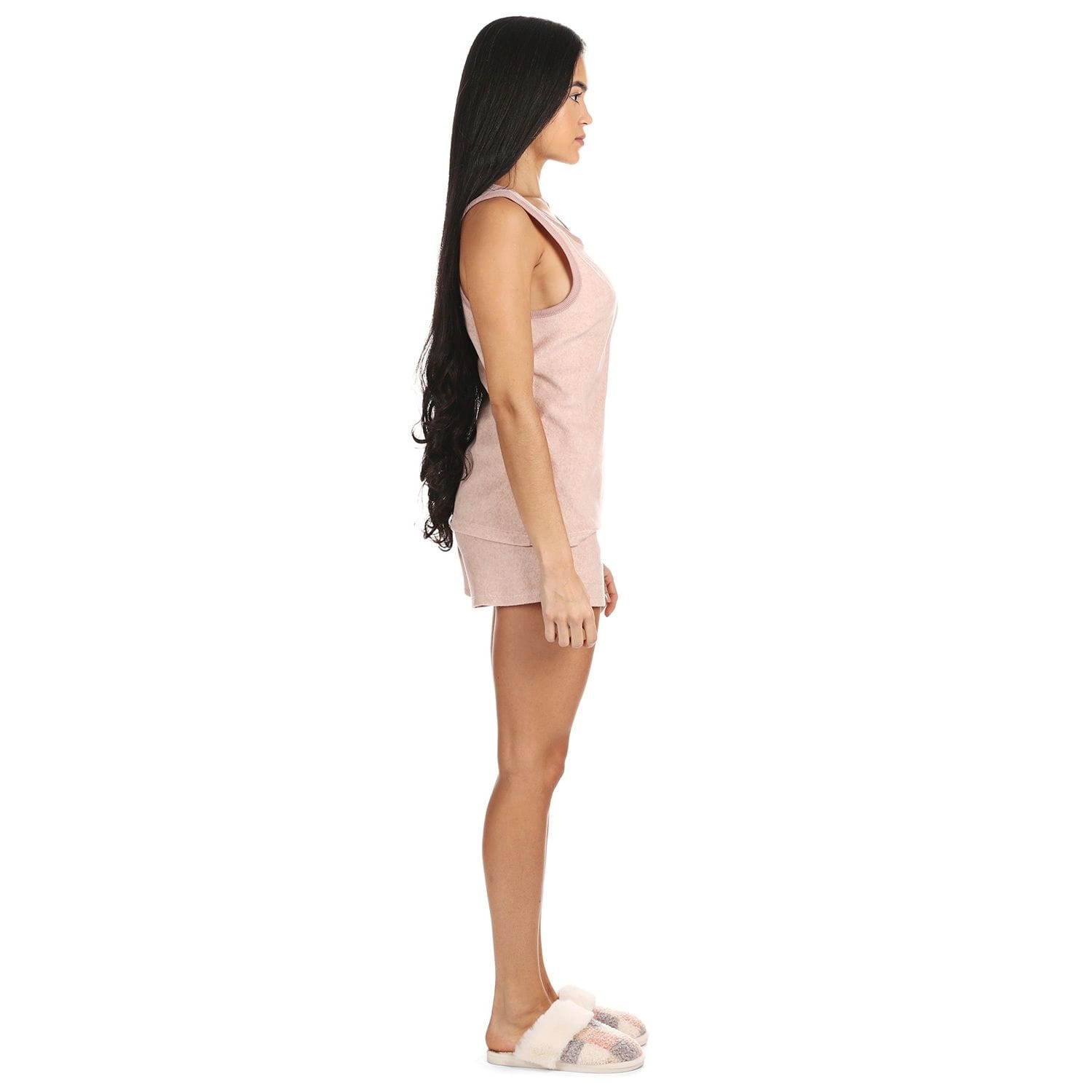 MeMoi Women's 2 Piece Cozy Fleece Tank Top and Shorts Pajama Set