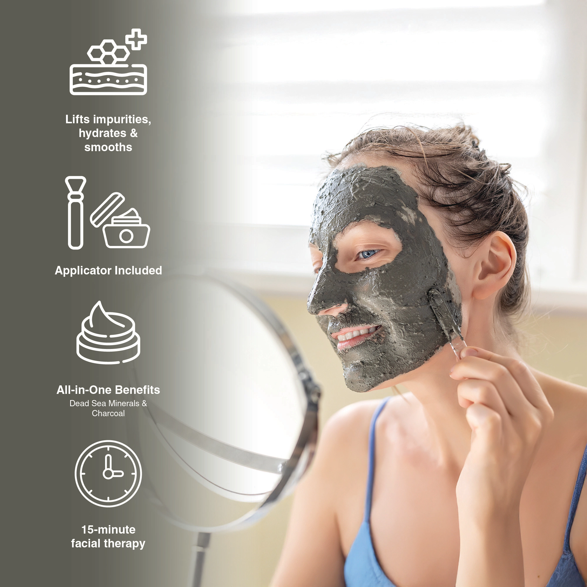 Pursonic Unisex 2-Pack Facial Therapy Mud Face Mask with Applicator