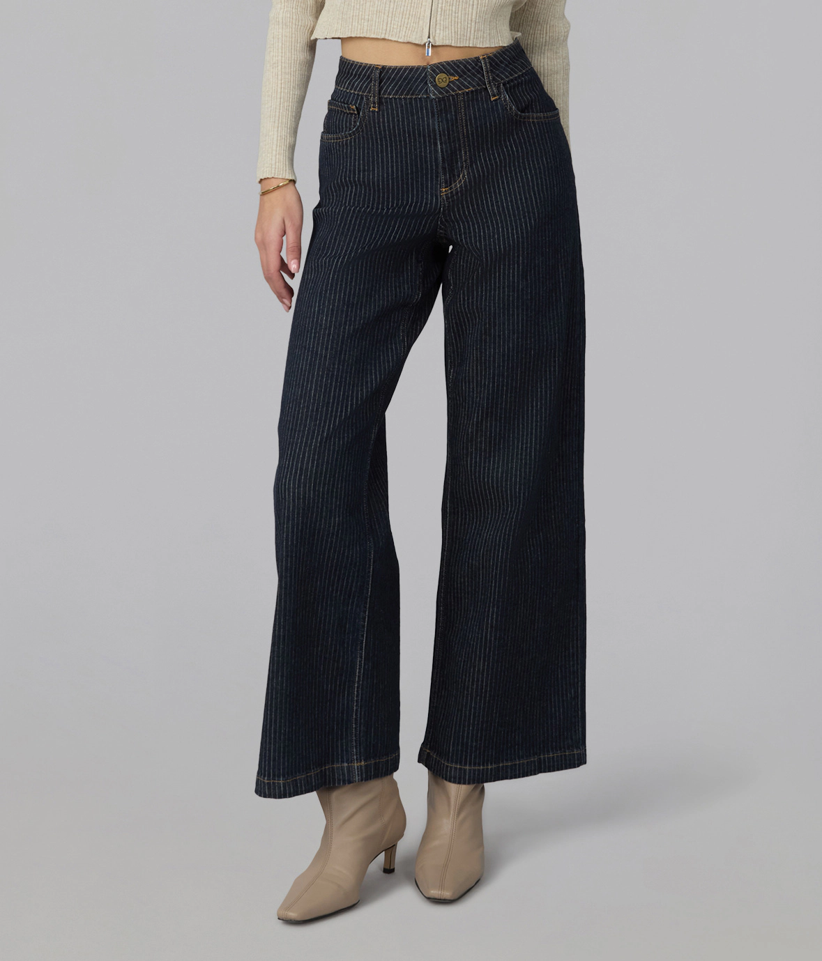 Lola Denim Womens Colette High Rise Wide Leg Jeans
