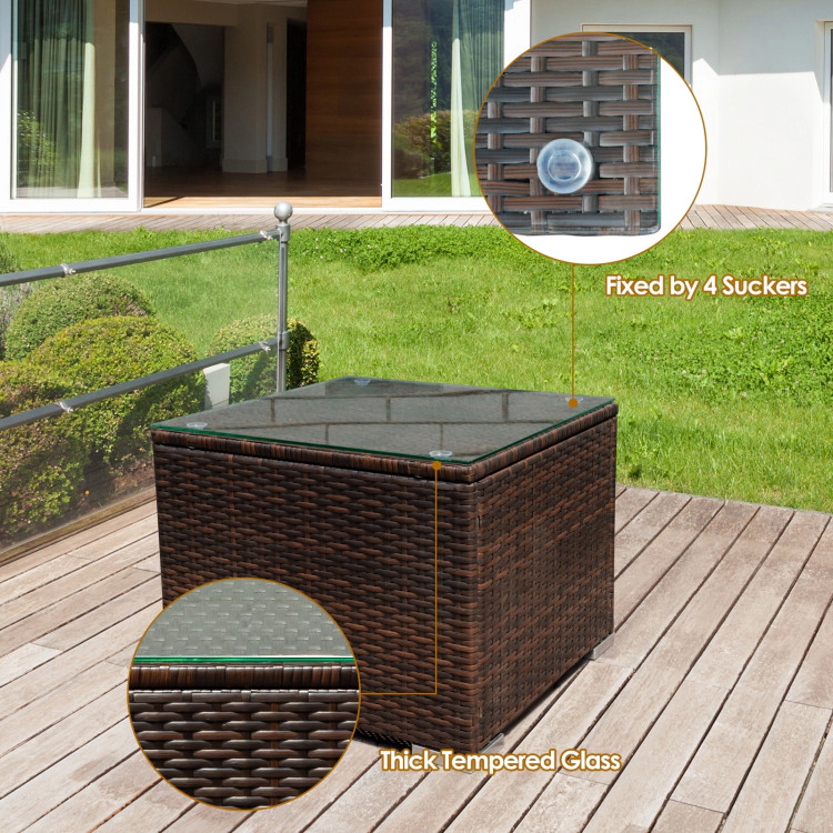 Hivvago 3 Pcs Patio Conversation Rattan Furniture Set With Cushion