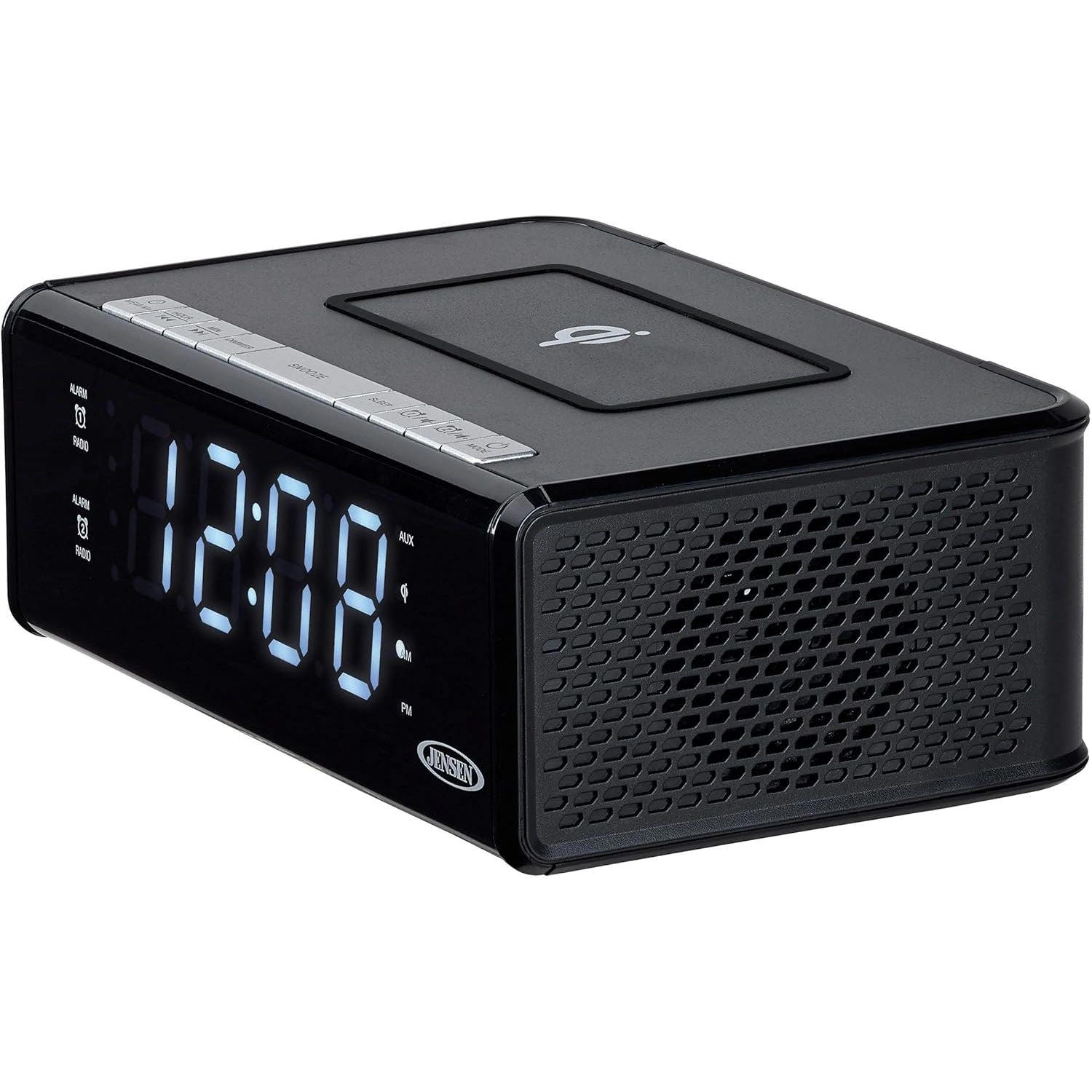 Jensen Dual Alarm Clock Radio with 5W Qi Wireless Charging QiCR-200