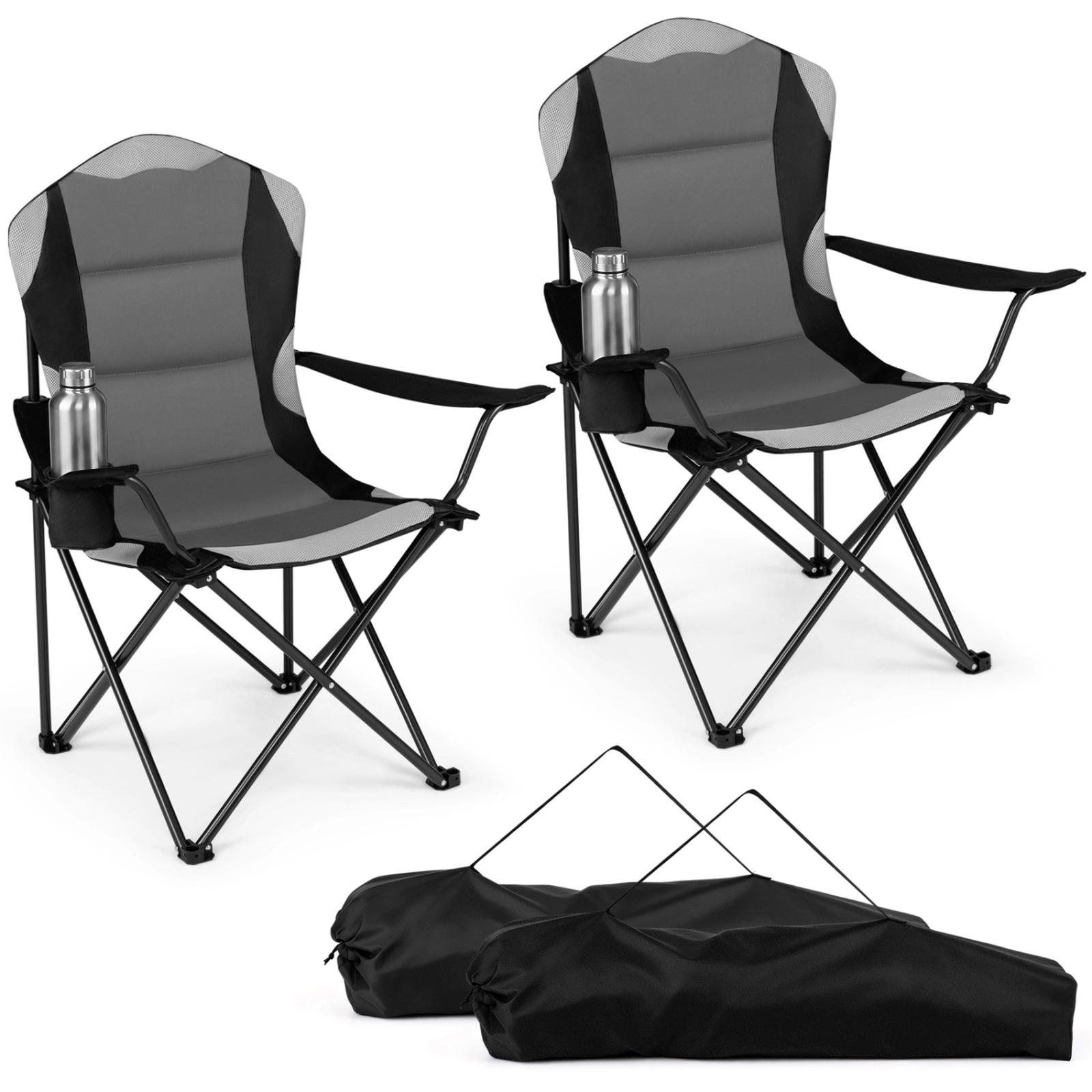 SUGIFT Cup Holders and Carry Bags 330-lb 2-Pack Folding Camping Chairs