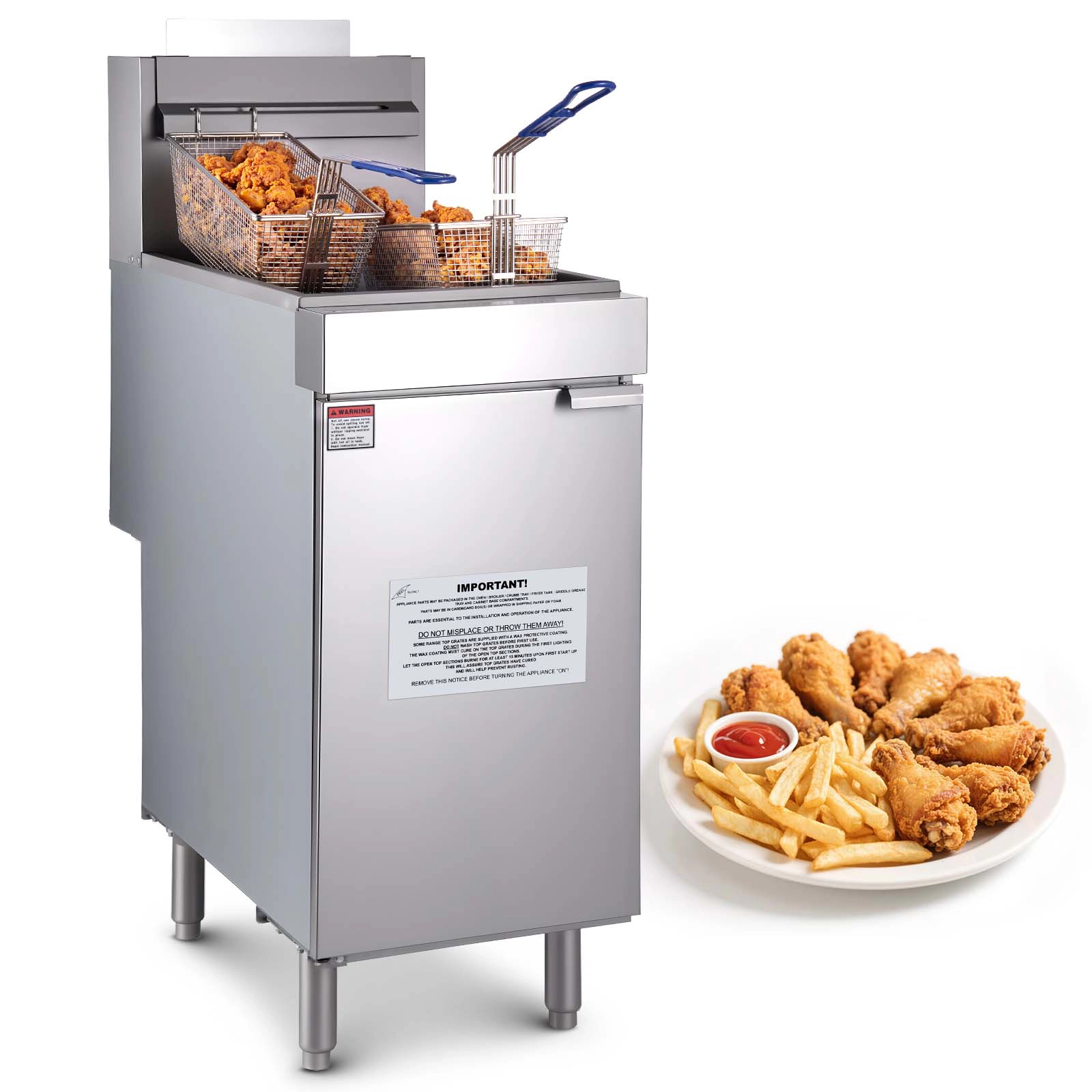 HONGGE Commercial Deep Fryer, 3-Burner Fryer for Restaurants
