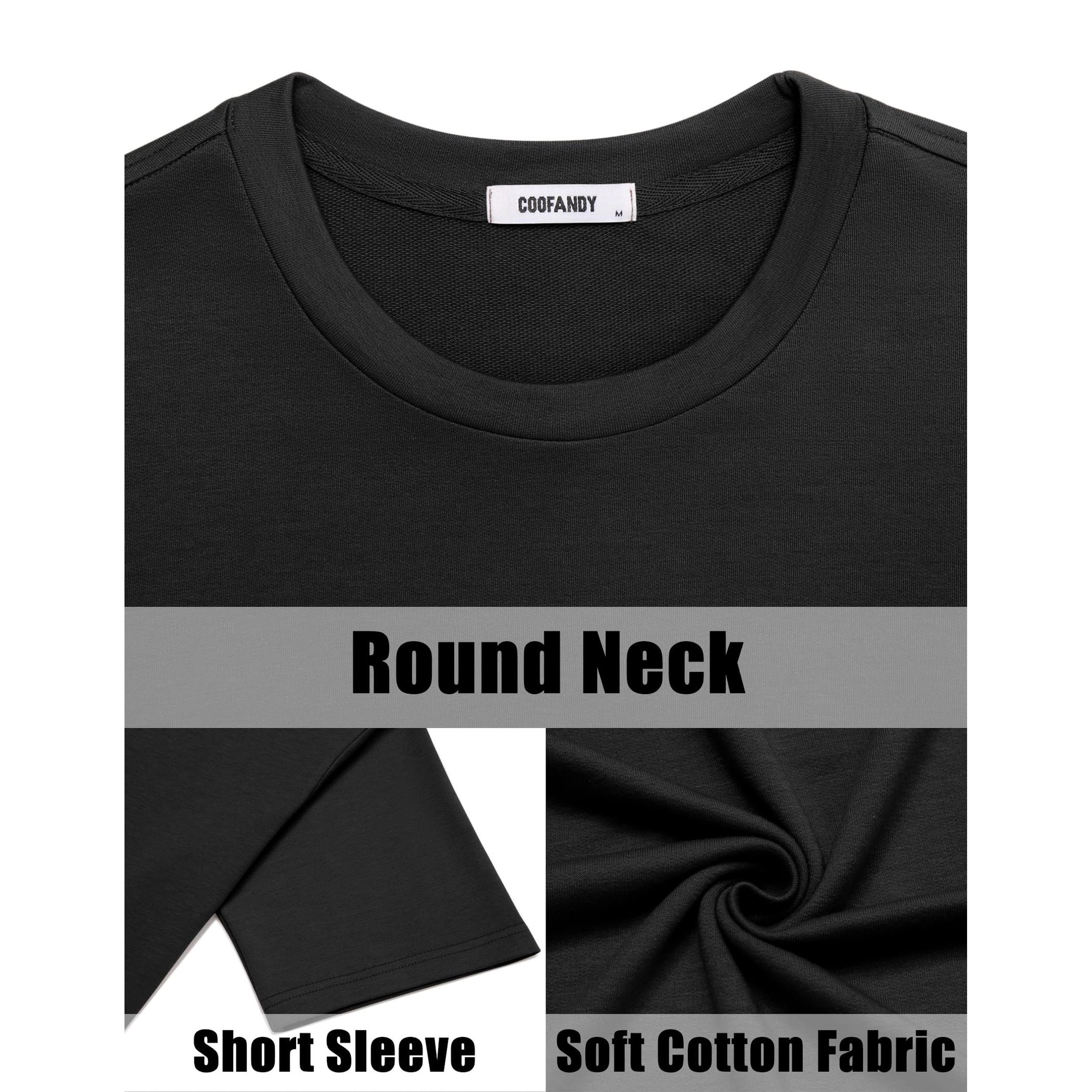 COOFANDY Men's Regular Fit Crew Neck Short Sleeve T-Shirt And Cargo Shorts Set